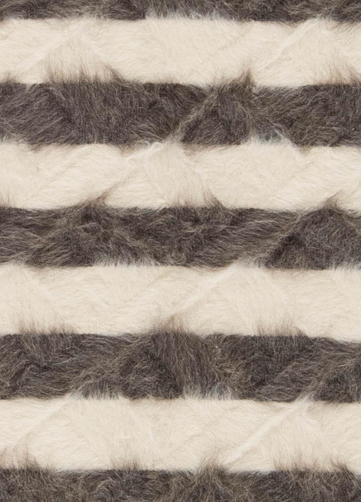 Modern Taurus Collection striped white, gray, goat hair rug by Doris Leslie Blau
Size: 3'10