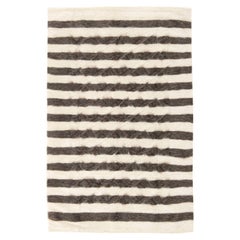 Modern Taurus Collection Striped White, Gray, Goat Hair Rug by Doris Leslie Blau