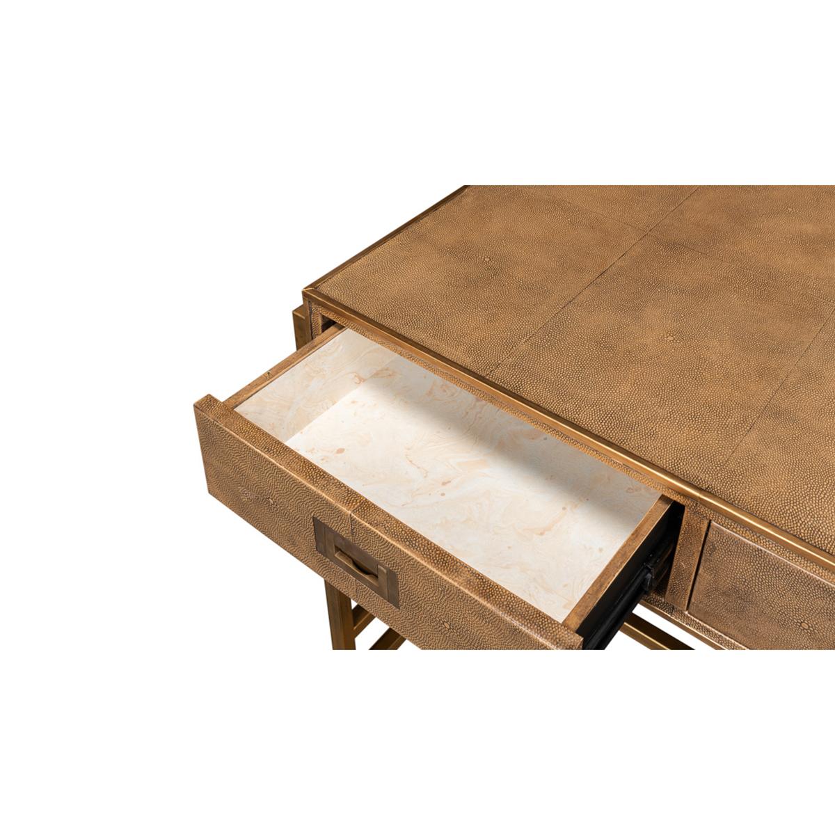 Modern Tawny Brown Embossed Leather Desk 3