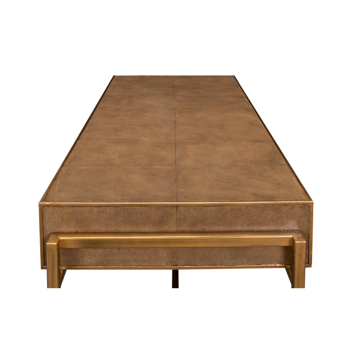 Modern Tawny Brown Embossed Leather Desk 1