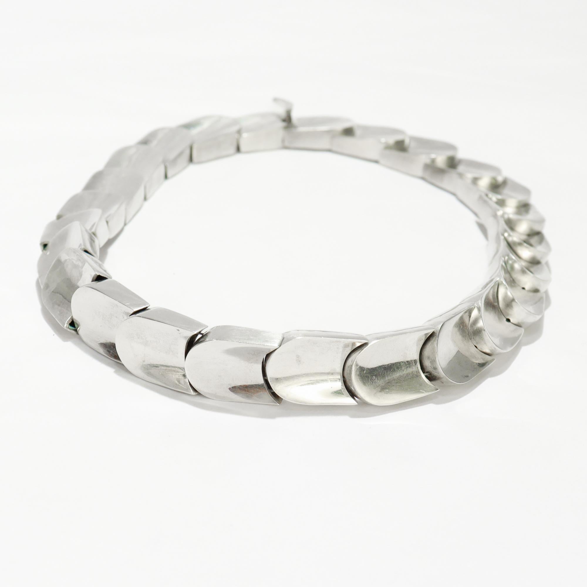 Collana moderna di Taxco, messicana, in argento sterling, a squame di serpente con maglie spesse in vendita 5