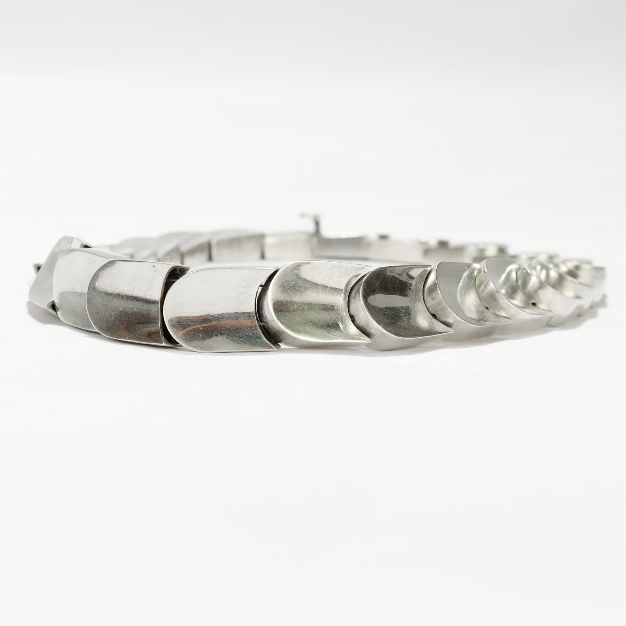 Collana moderna di Taxco, messicana, in argento sterling, a squame di serpente con maglie spesse in vendita 6