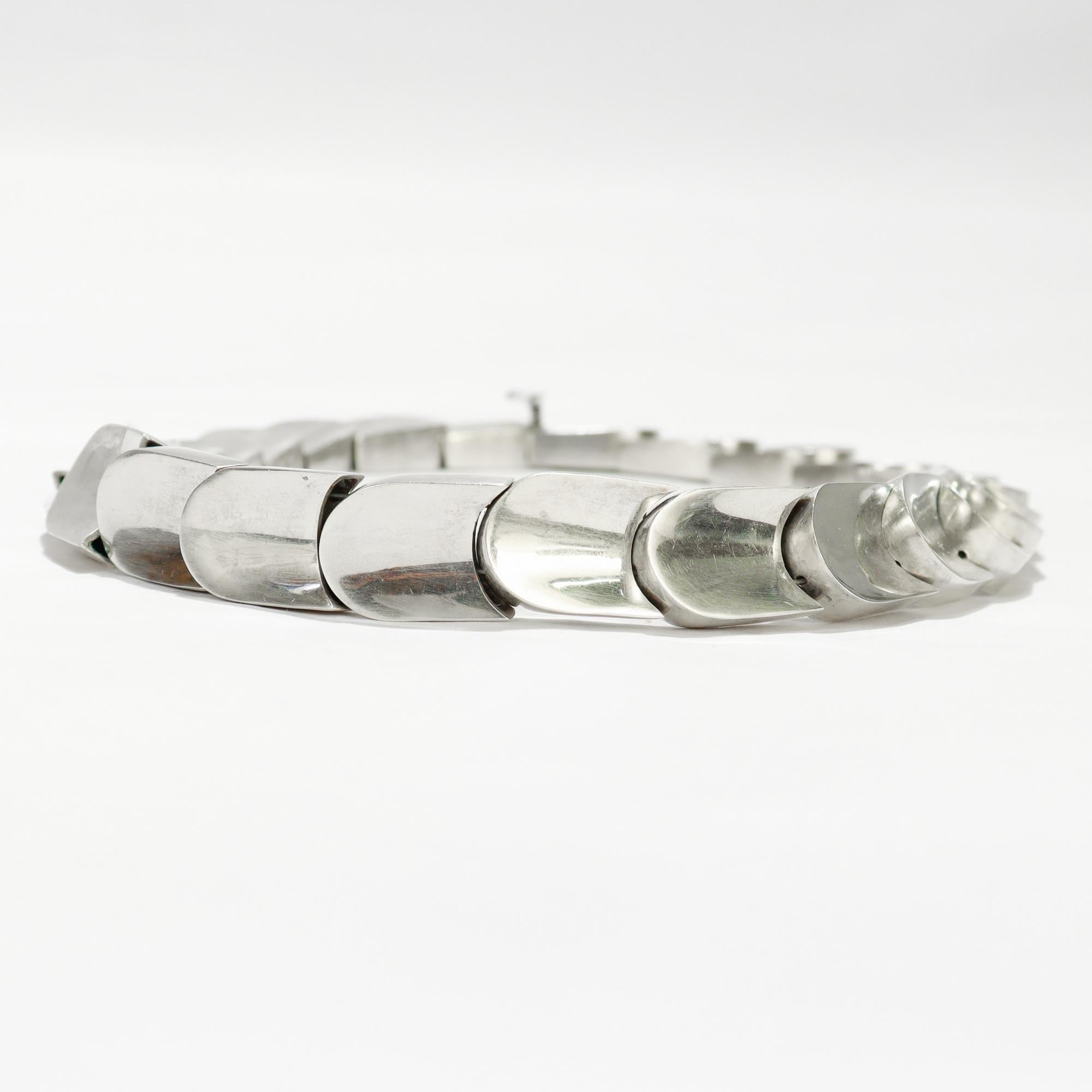 Collana moderna di Taxco, messicana, in argento sterling, a squame di serpente con maglie spesse in vendita 7