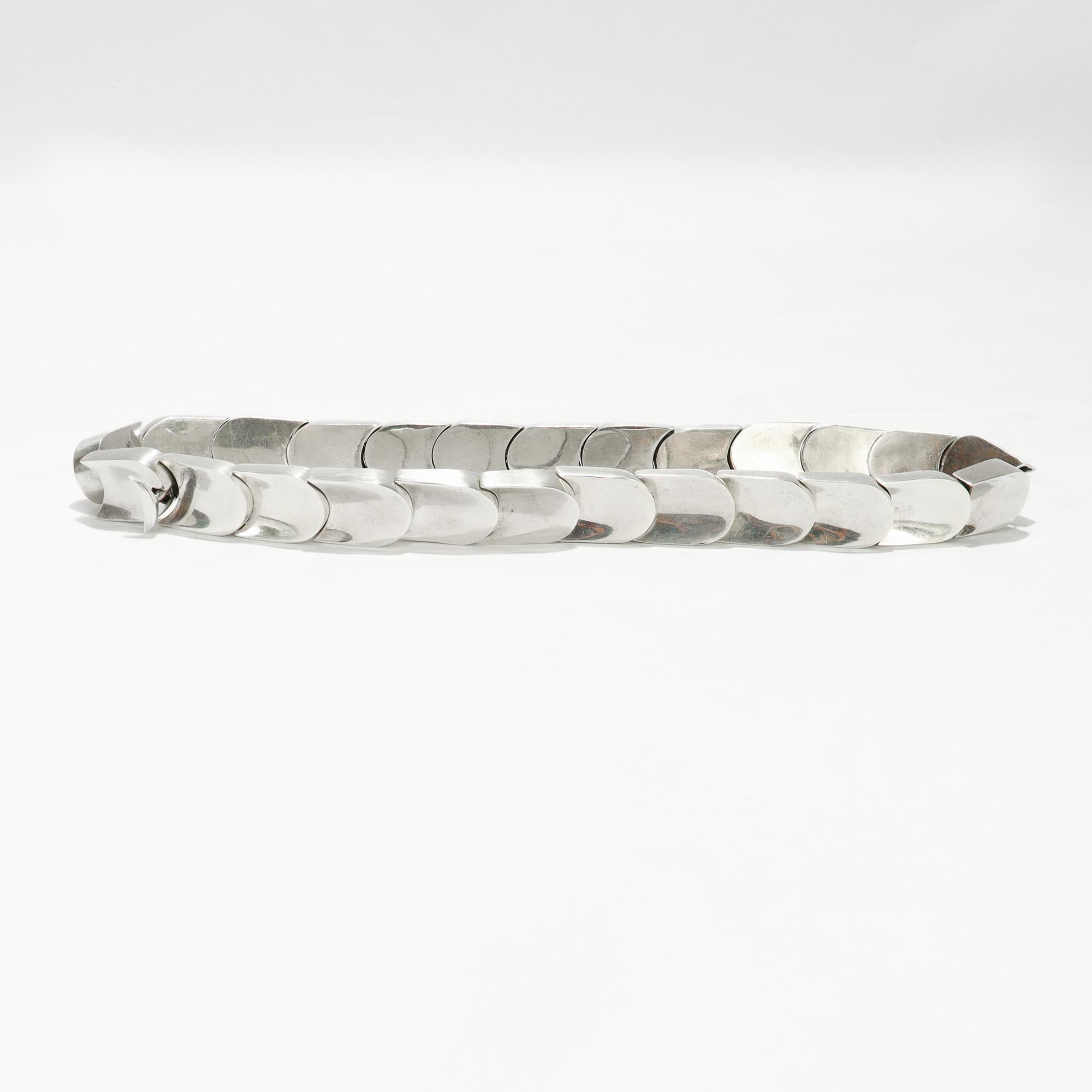Collana moderna di Taxco, messicana, in argento sterling, a squame di serpente con maglie spesse in vendita 9