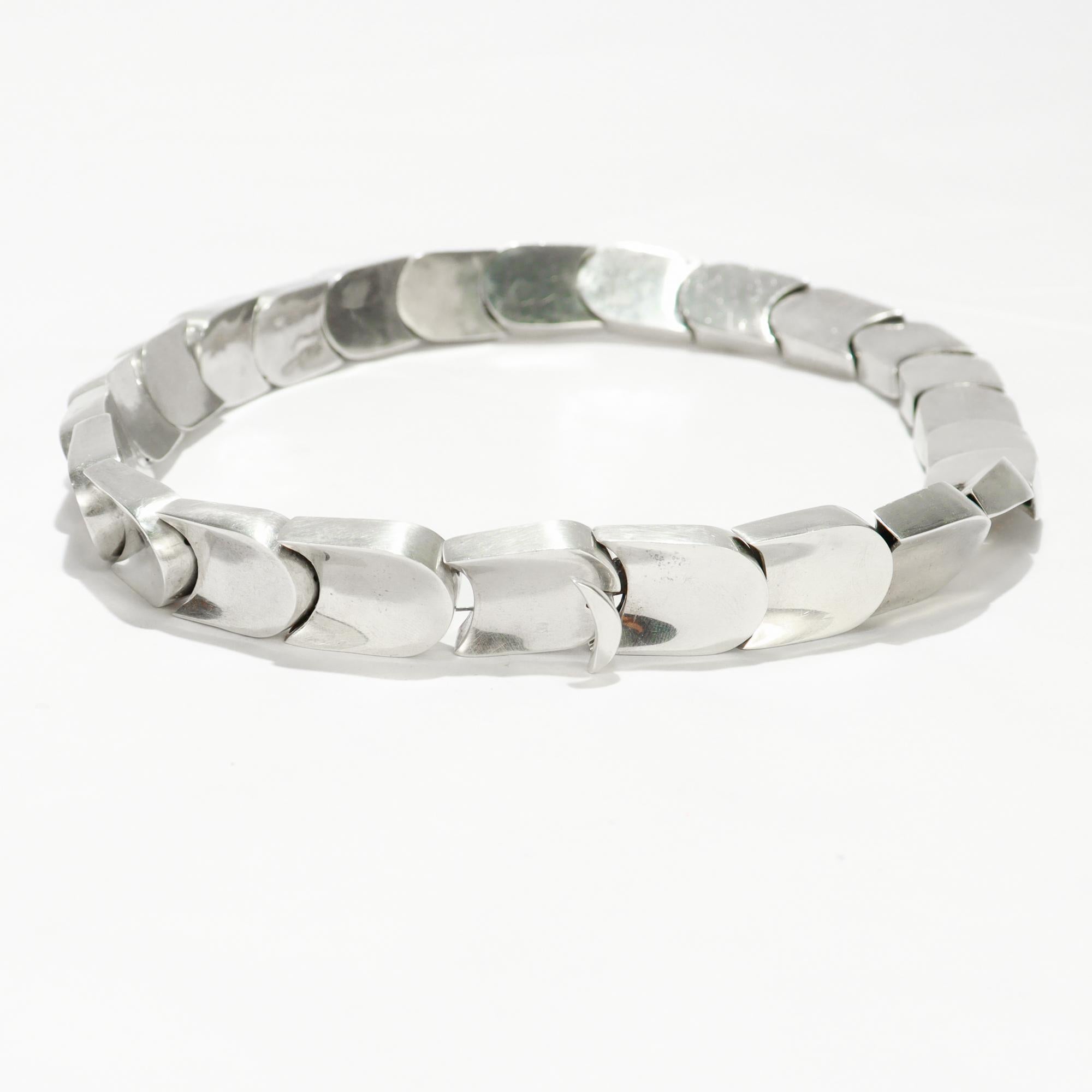 Collana moderna di Taxco, messicana, in argento sterling, a squame di serpente con maglie spesse in vendita 10