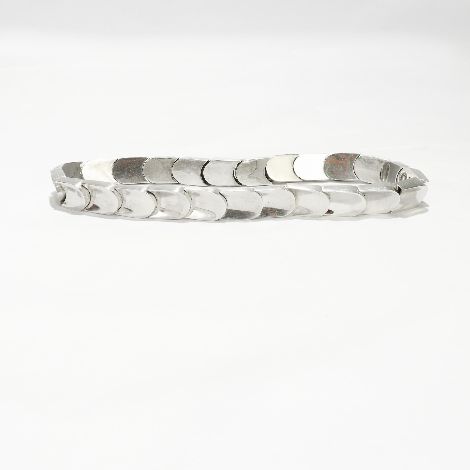 Collana moderna di Taxco, messicana, in argento sterling, a squame di serpente con maglie spesse in vendita 11