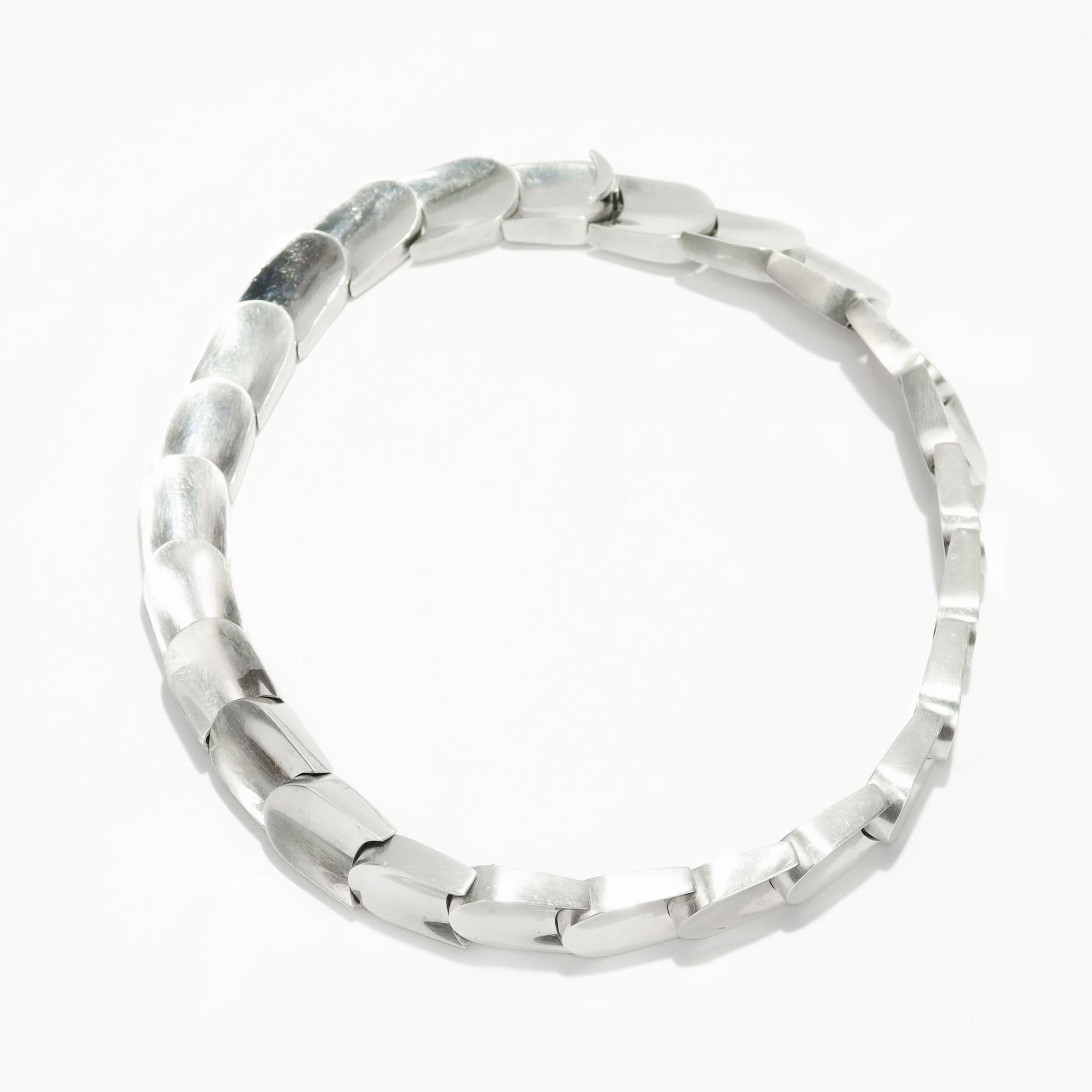 Collana moderna di Taxco, messicana, in argento sterling, a squame di serpente con maglie spesse in vendita 12