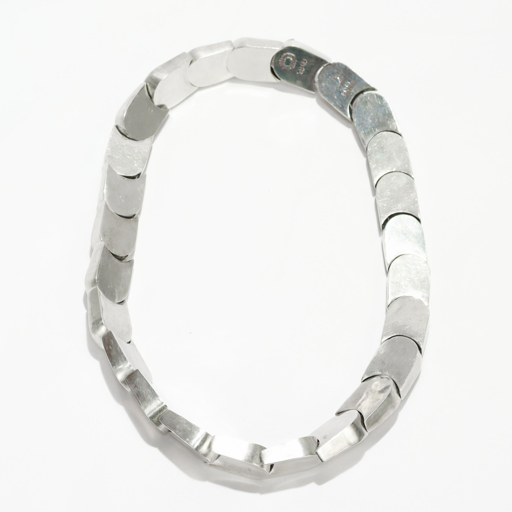 Collana moderna di Taxco, messicana, in argento sterling, a squame di serpente con maglie spesse in vendita 13
