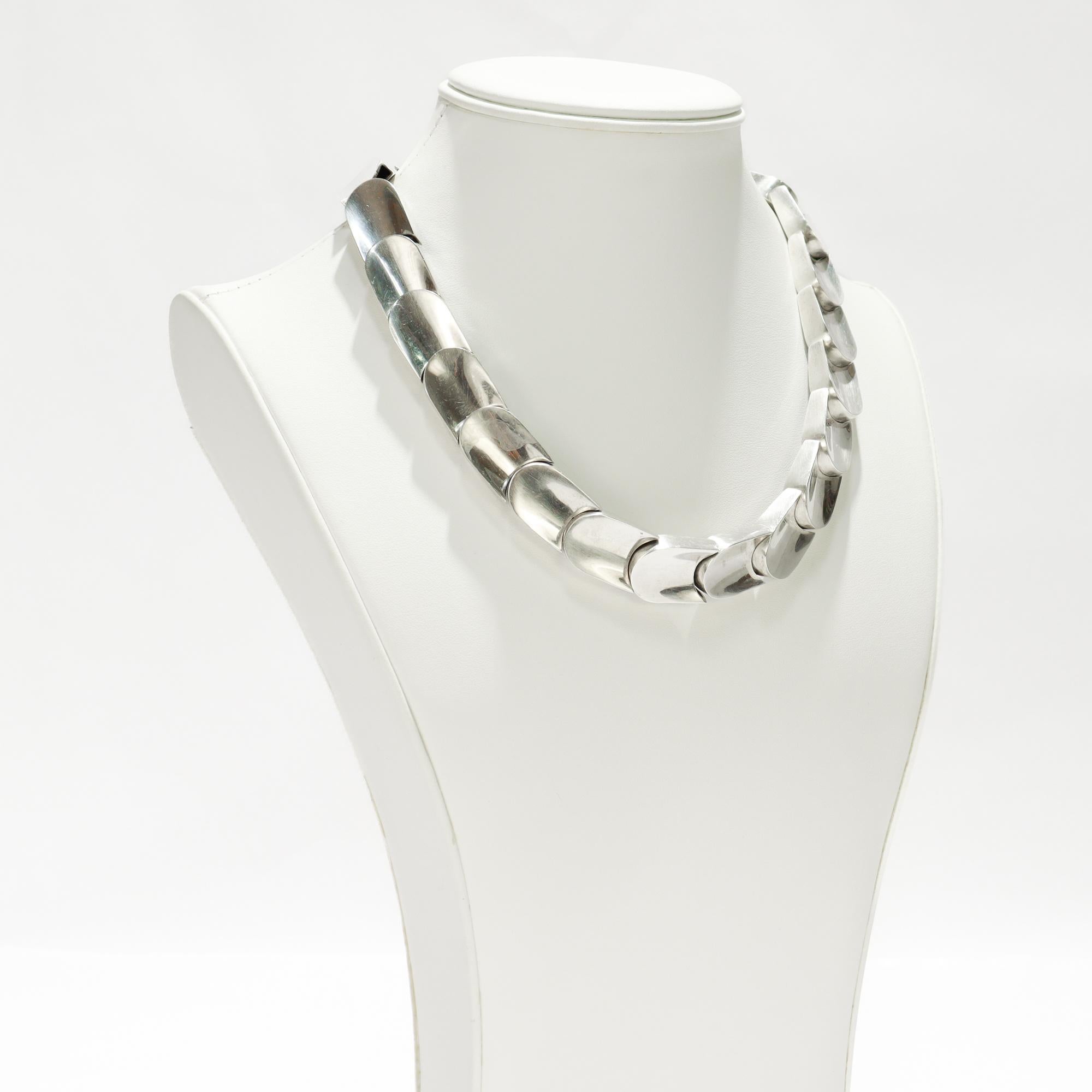 Collana moderna di Taxco, messicana, in argento sterling, a squame di serpente con maglie spesse In condizioni buone in vendita a Philadelphia, PA