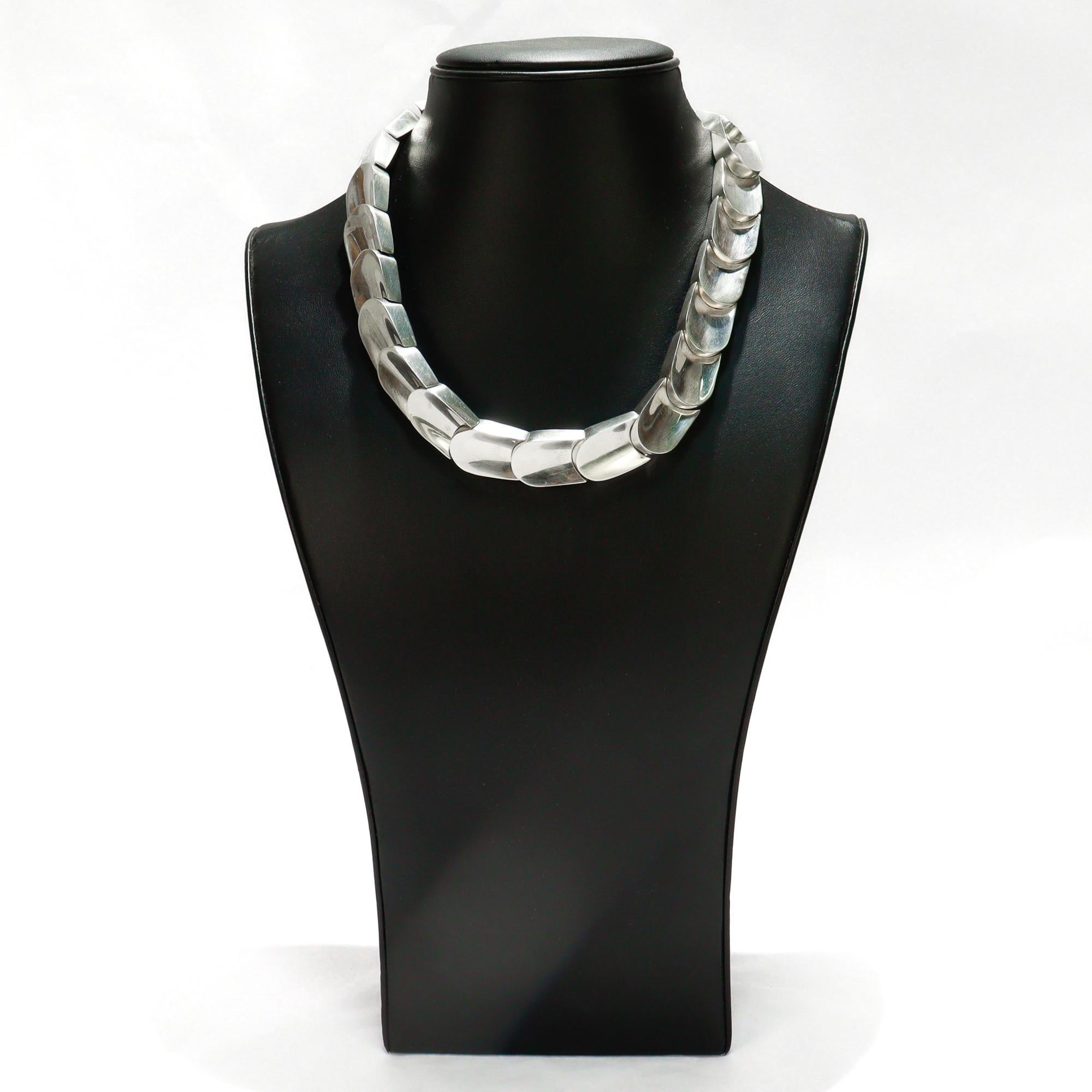 Collana moderna di Taxco, messicana, in argento sterling, a squame di serpente con maglie spesse in vendita 2