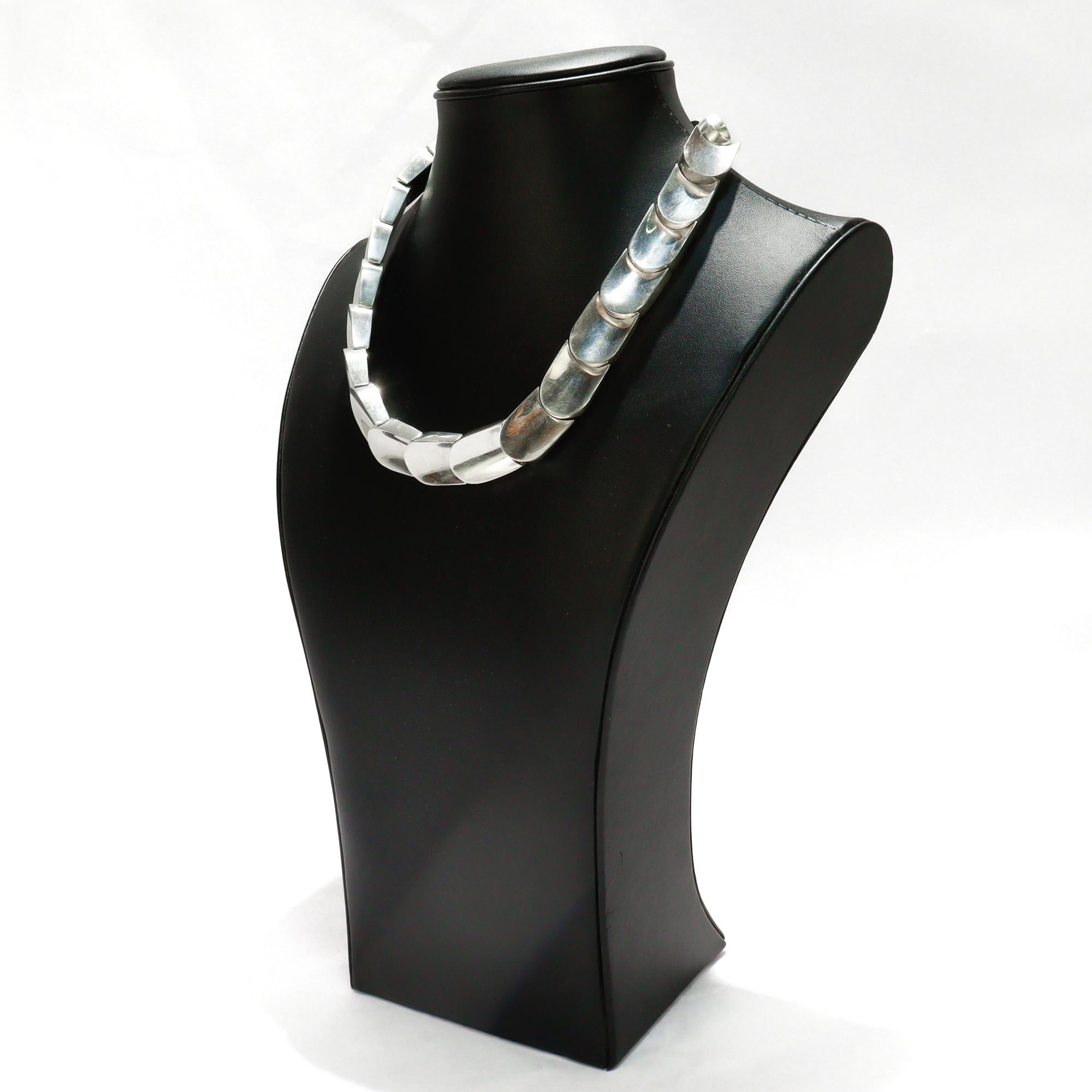 Collana moderna di Taxco, messicana, in argento sterling, a squame di serpente con maglie spesse in vendita 3