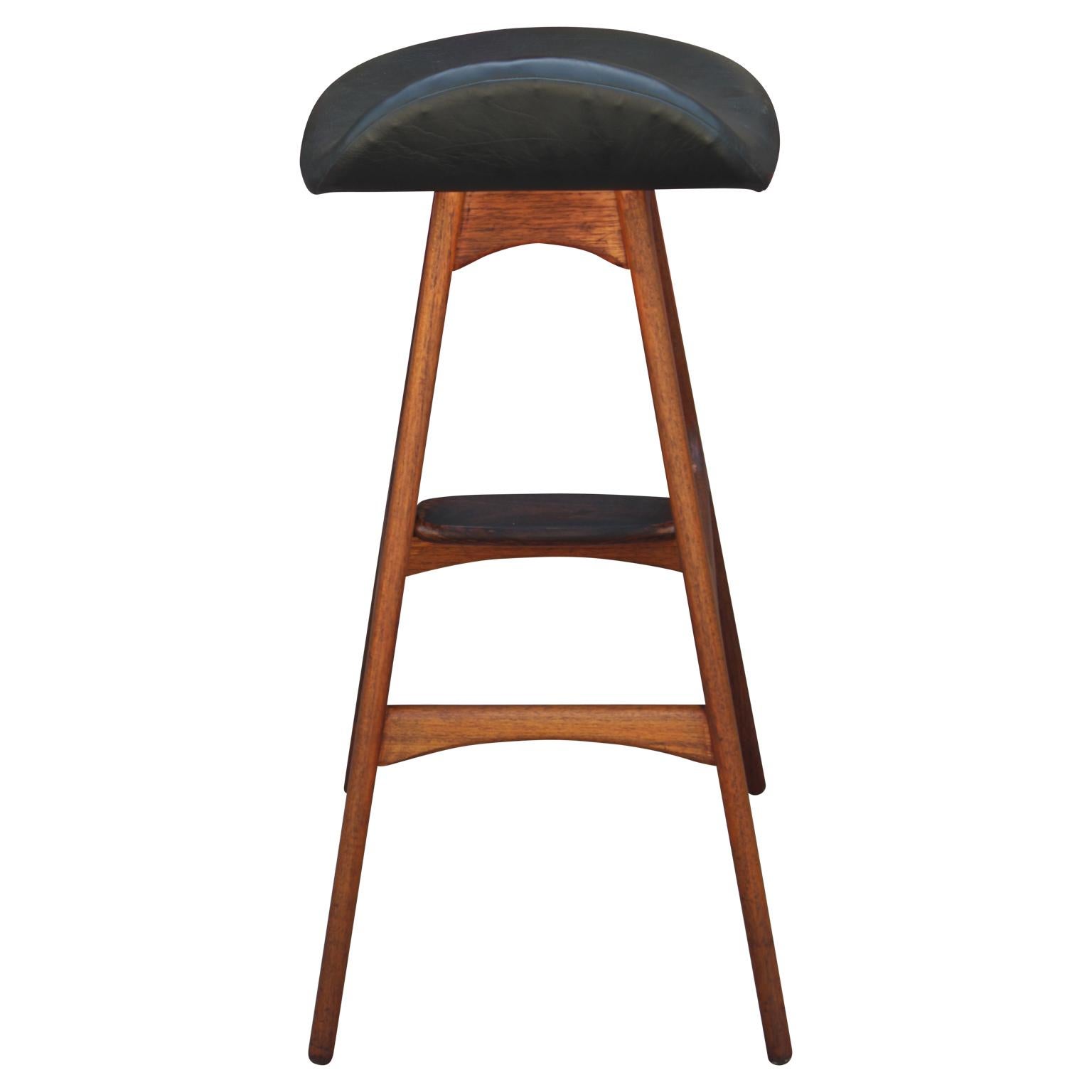 Mid-20th Century Modern Teak and Rosewood Bar Stool by Erik Buck for Odense Møbler OD61