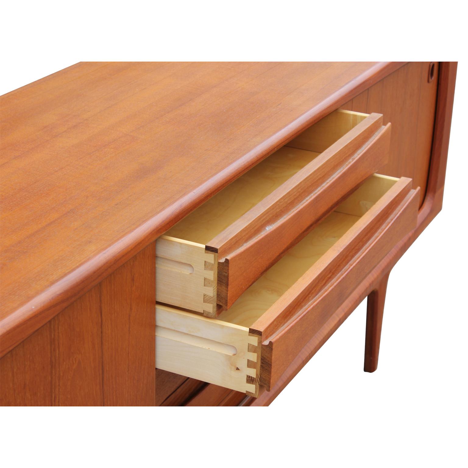 Modern Teak Danish Sliding Door Sideboard or Credenza 3