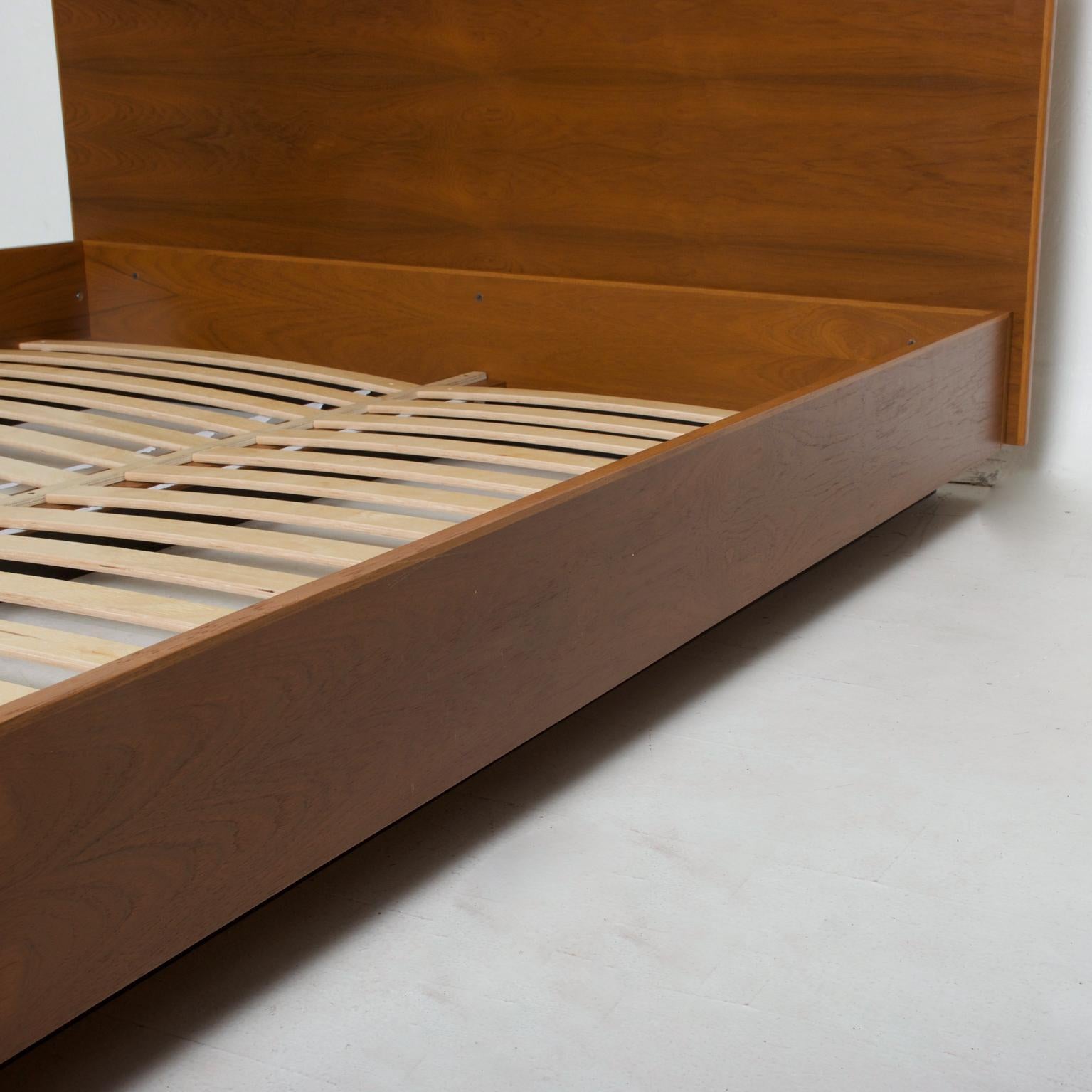 For your consideration, a modern teak platform bedframe queen size, danish Mid-Century Modern inspired.

Bed in new and made to order, please allow 8-10 weeks to produce.

Proudly made in the USA, designed by Pablo Romo. All custom beds are uniquely
