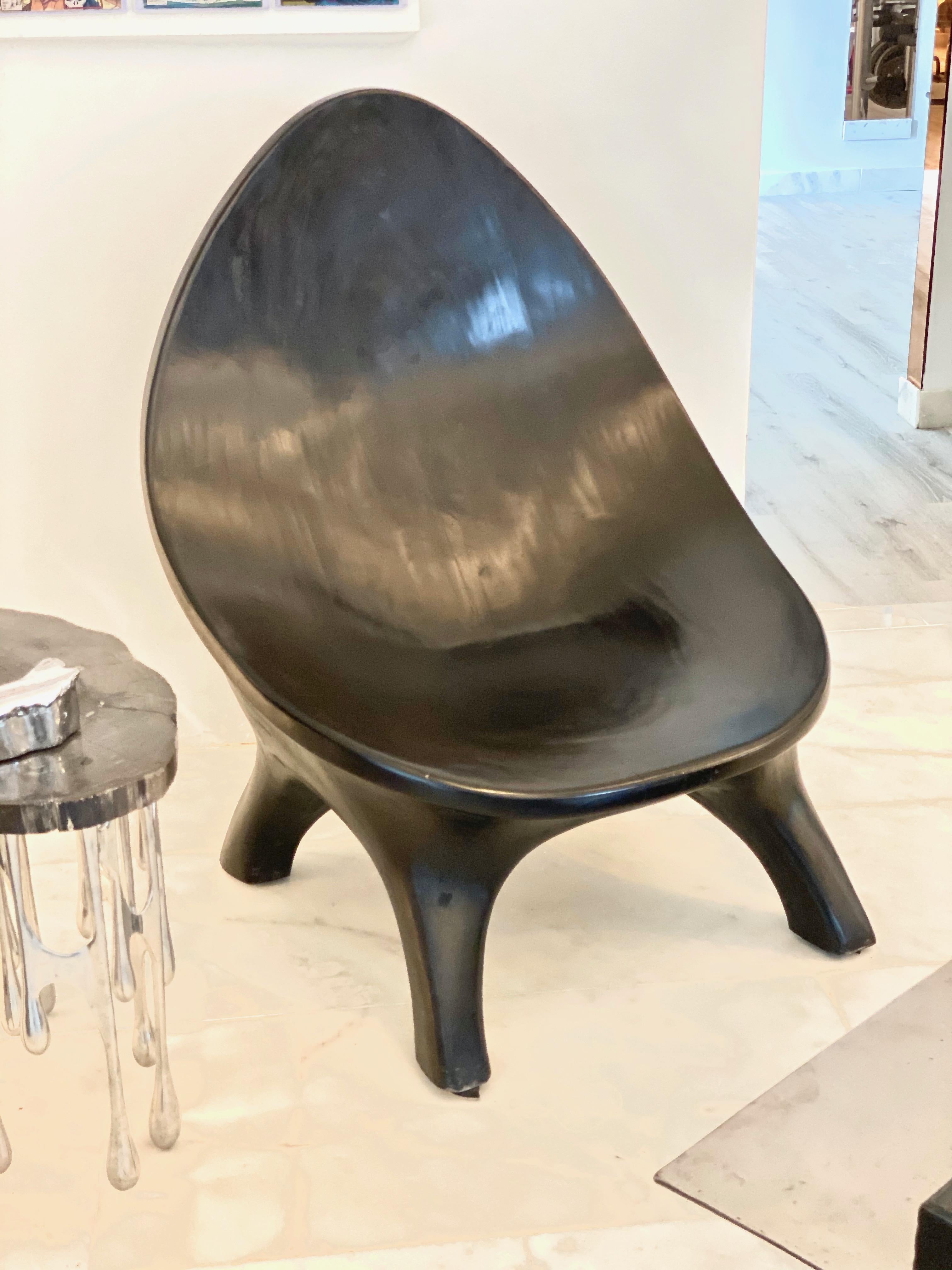 One of a Kind Modern Teak Womb Chair In New Condition For Sale In Coral Gables, FL