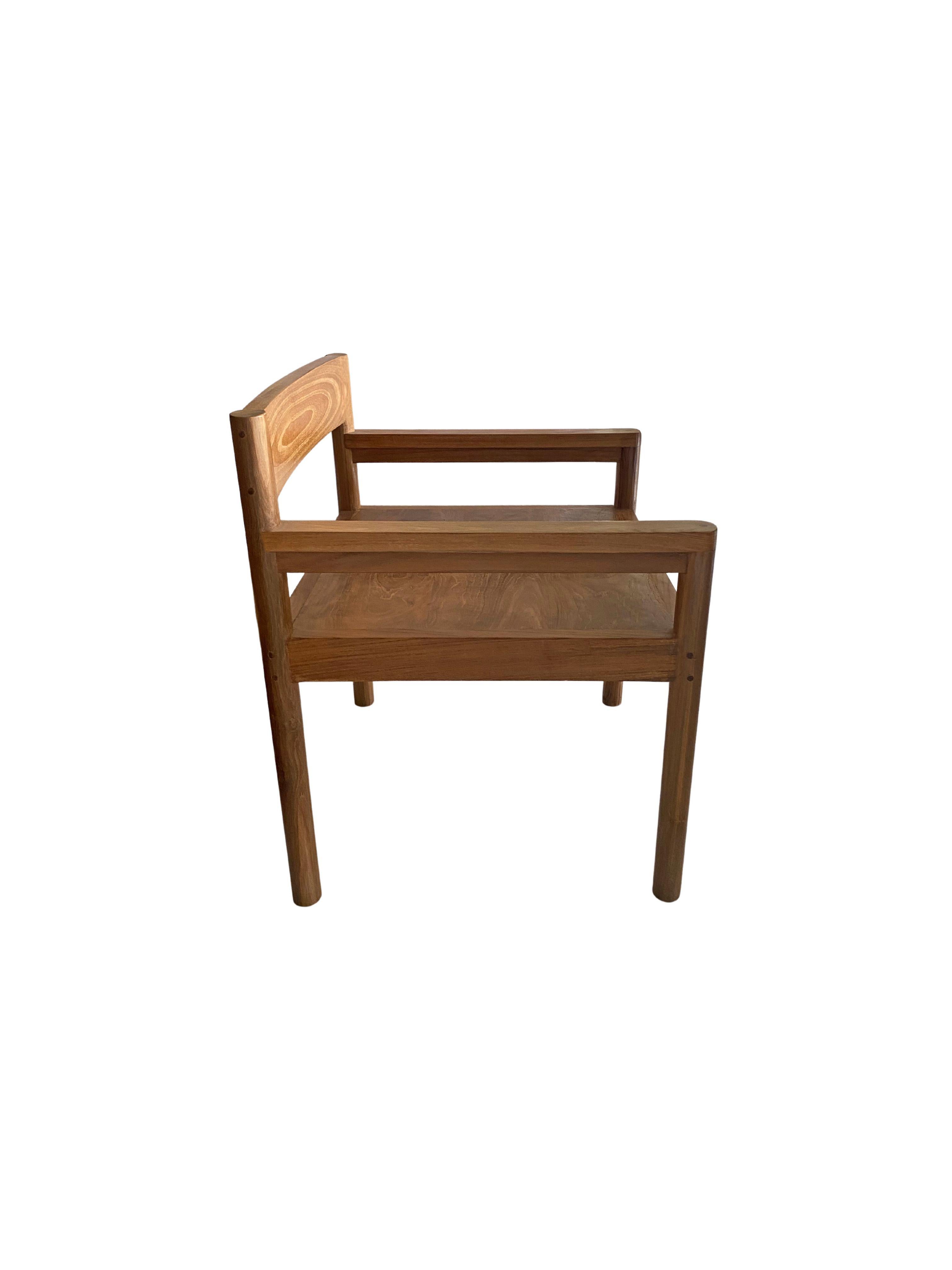 Indonesian Modern Teak Wood Chair With stunning Wood Pattern Detailing