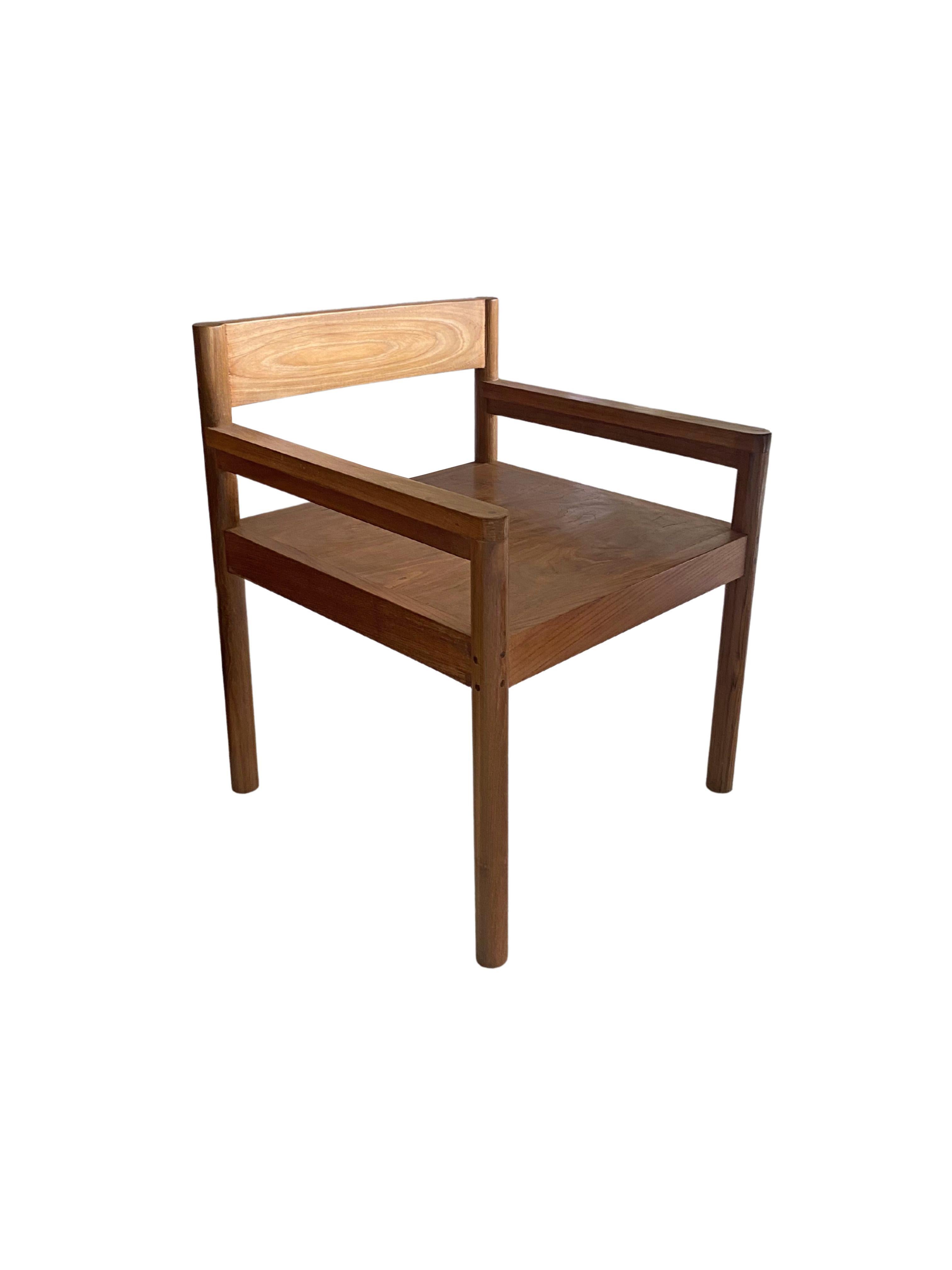 Hand-Crafted Modern Teak Wood Chair With stunning Wood Pattern Detailing