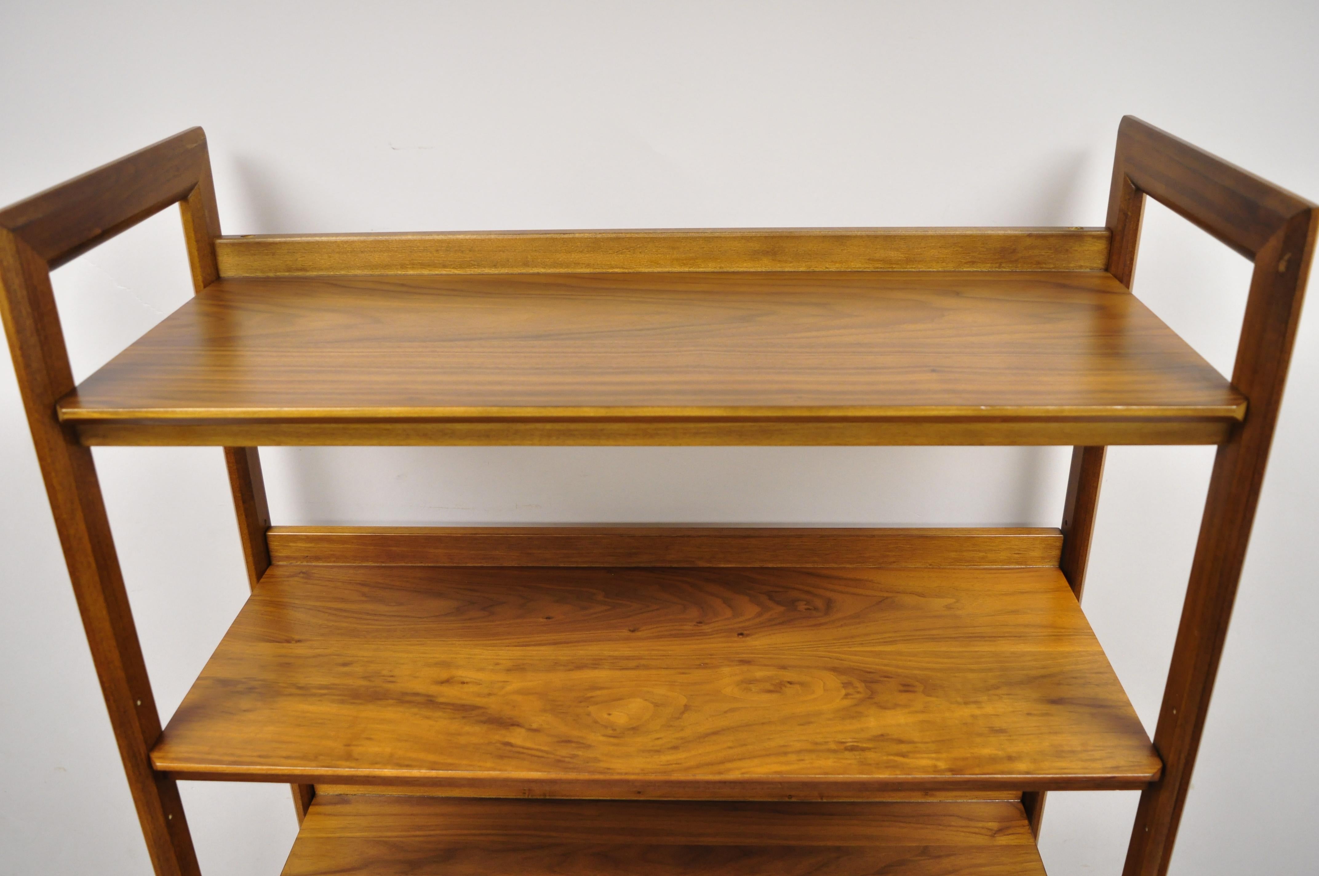 Modern Teak Wood Danish Mid Century Style 5 Shelf Tall Bookcase Stand 3