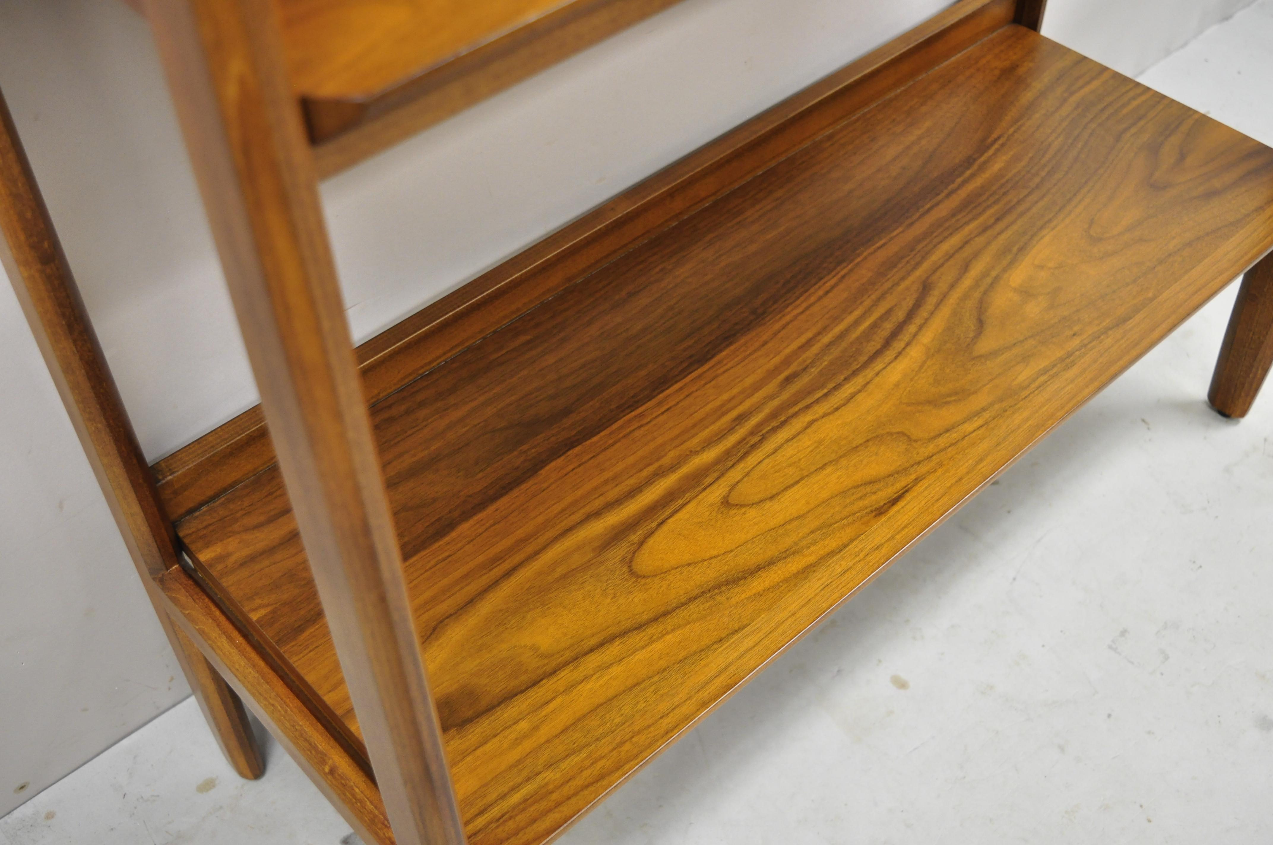 Contemporary Modern Teak Wood Danish Mid Century Style 5 Shelf Tall Bookcase Stand