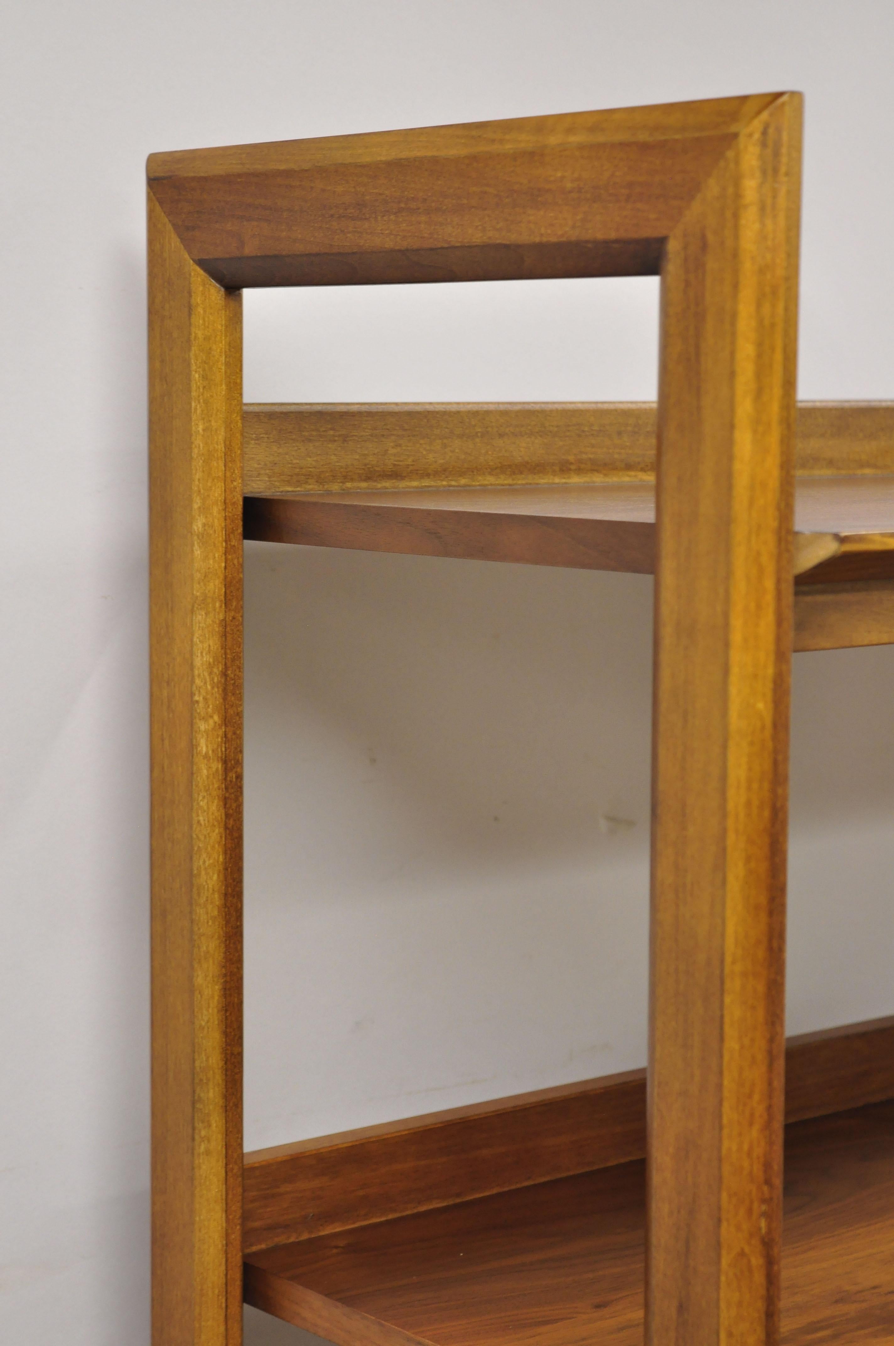 Modern Teak Wood Danish Mid Century Style 5 Shelf Tall Bookcase Stand 2
