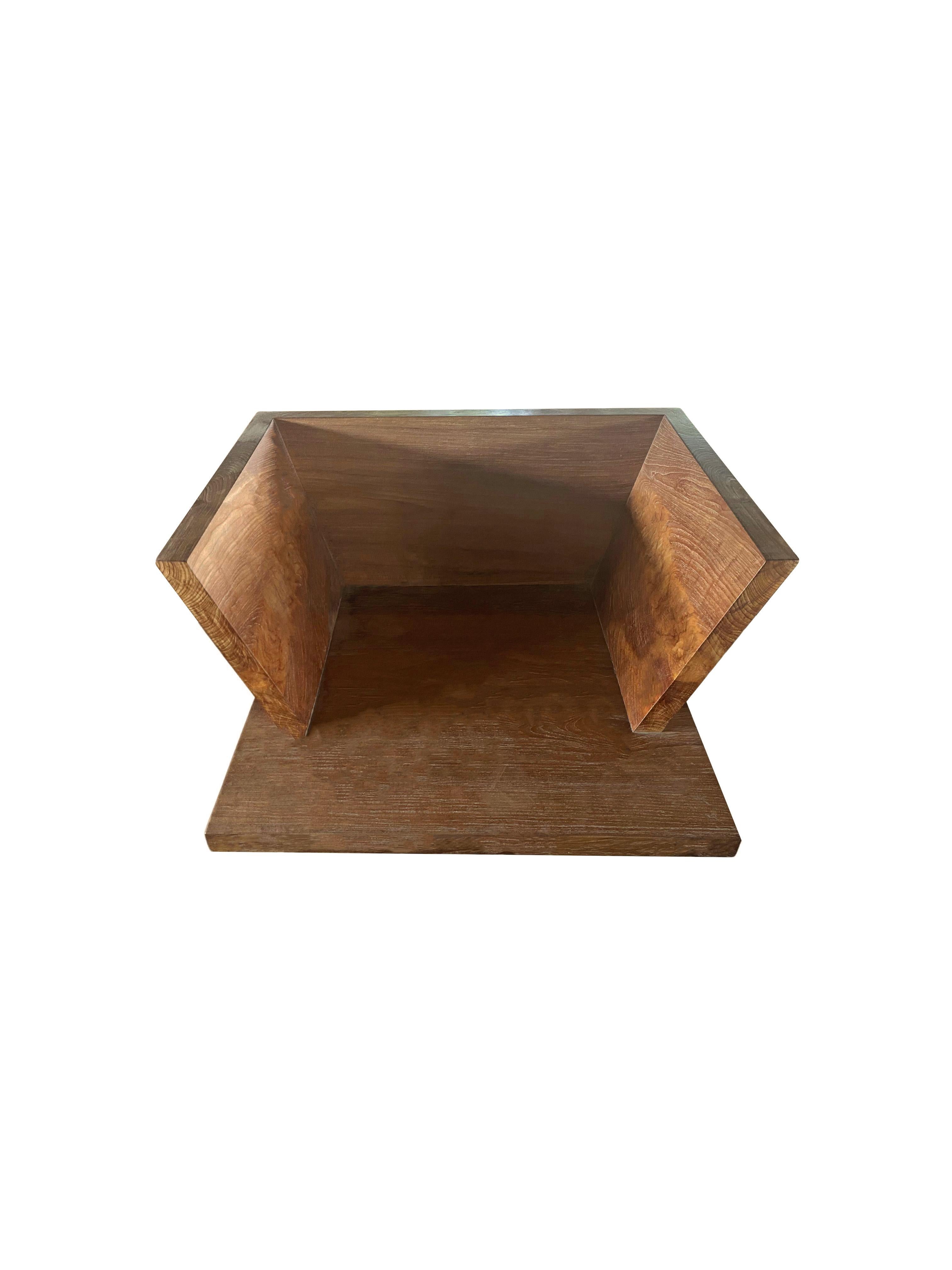 Organic Modern Modern Teak Wood Lounge Chair For Sale