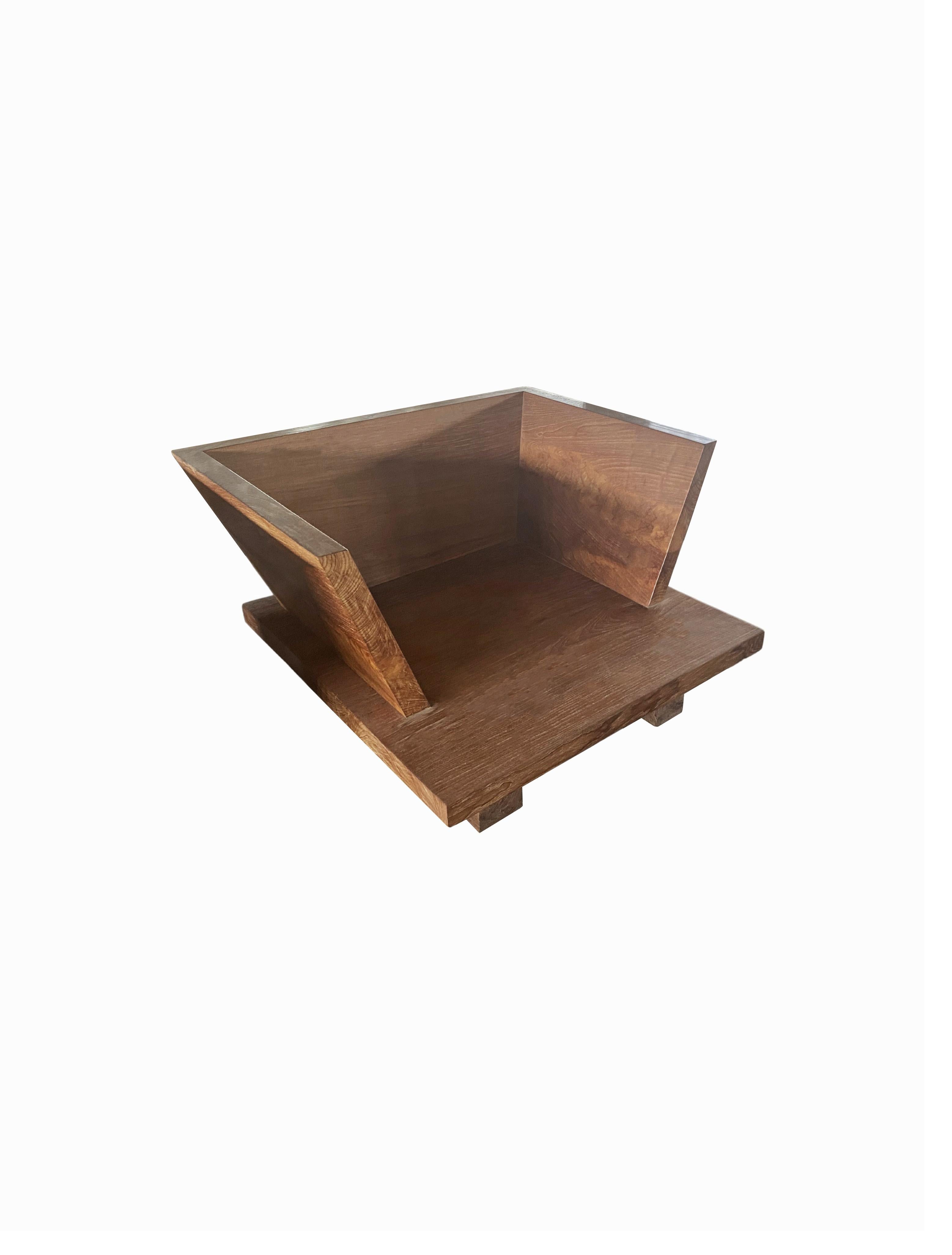 Indonesian Modern Teak Wood Lounge Chair For Sale