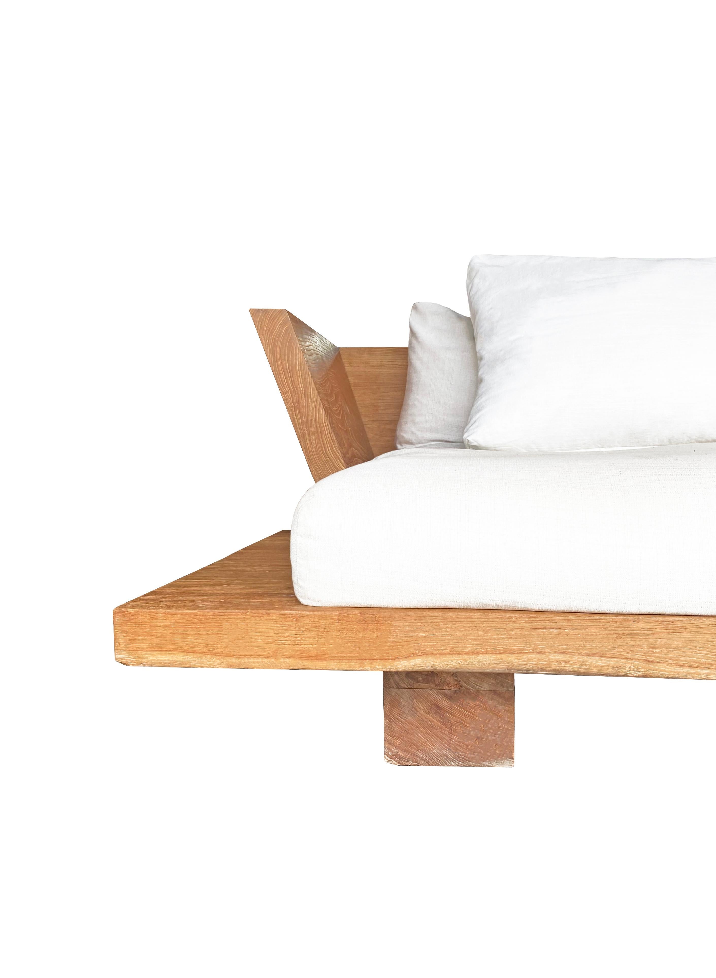 Contemporary Teak Wood Sofa Modern Organic  For Sale