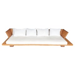 Very Large Modern Teak Wood Sofa 