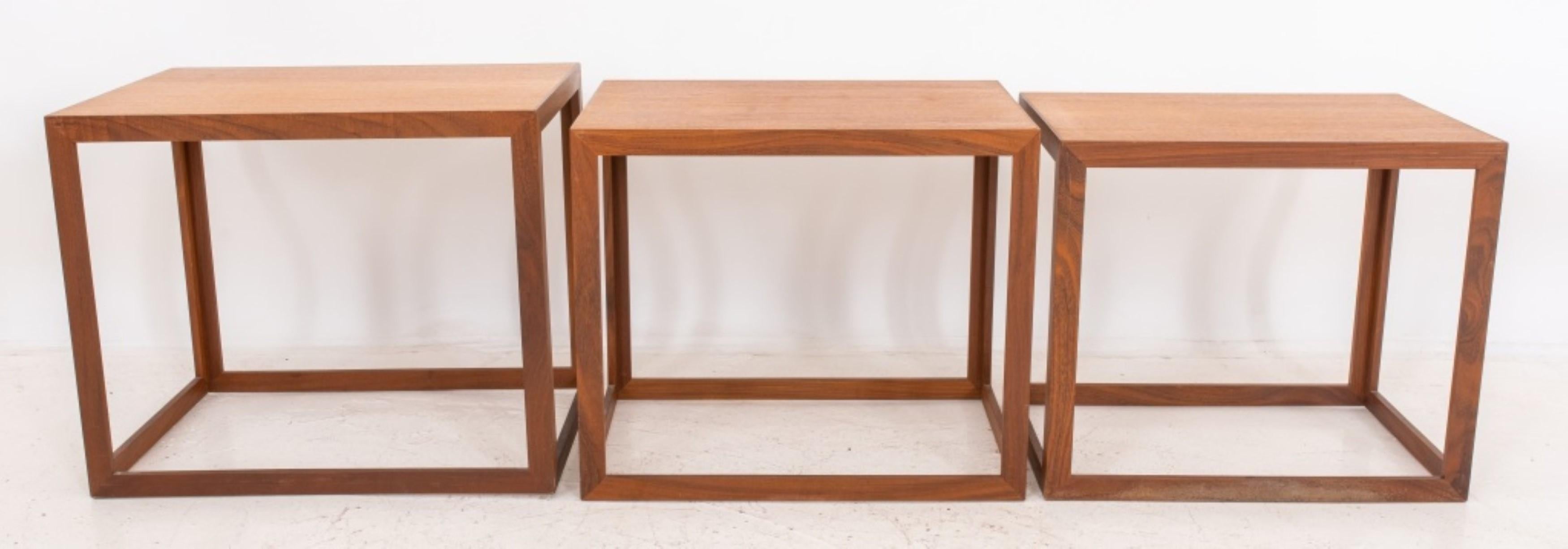 American Modern Teakwood Nesting Tables, 3 For Sale