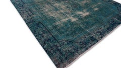 Modern Teal and Aqua Overdyed Wool Rug 6'10''x10'