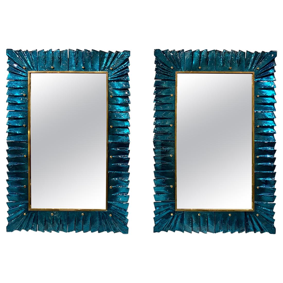 Modern Teal Colored Murano Glass Mirrors