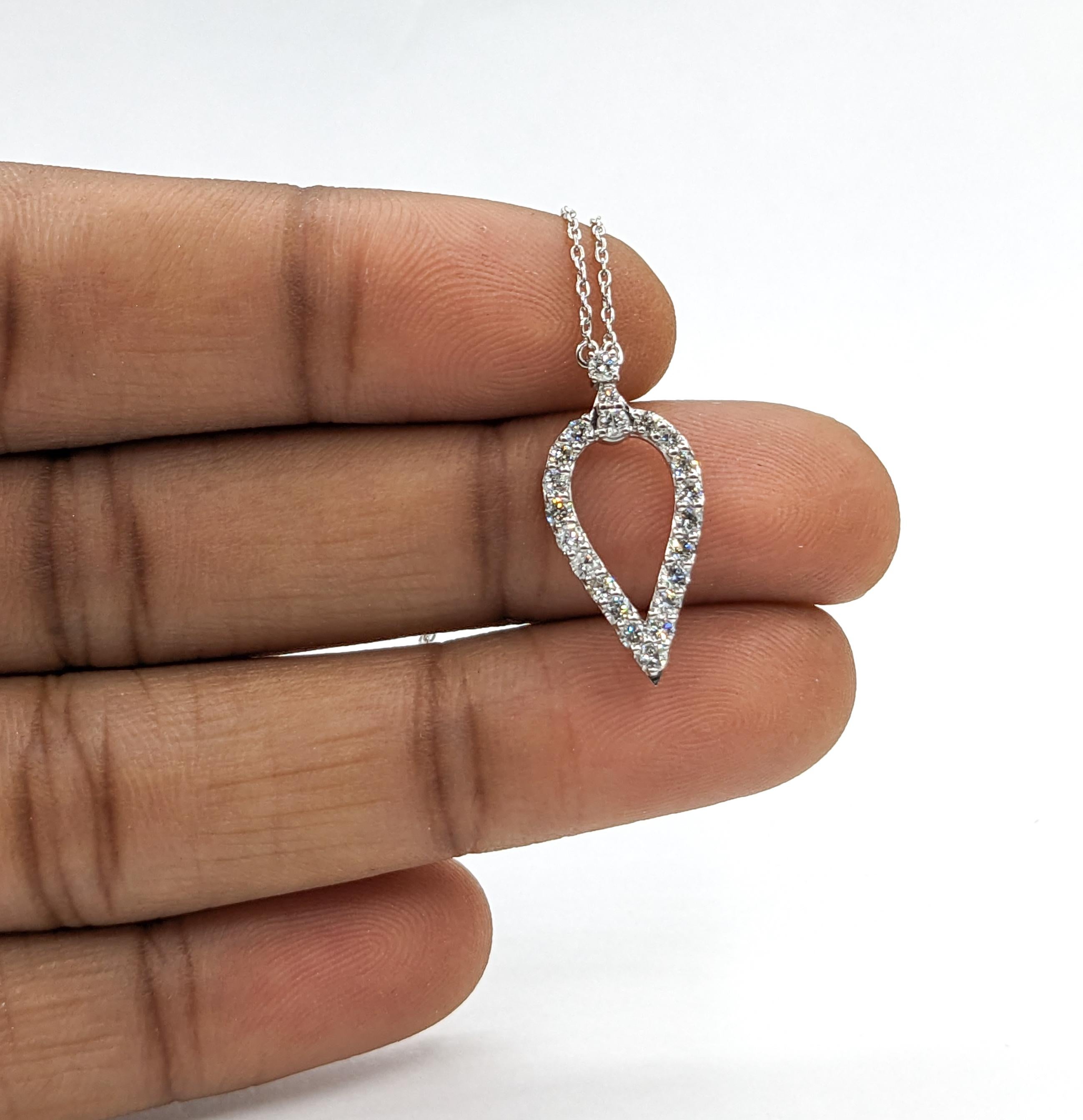 Contemporary Modern Teardrop Diamond Pendant Necklace in White Gold For Sale