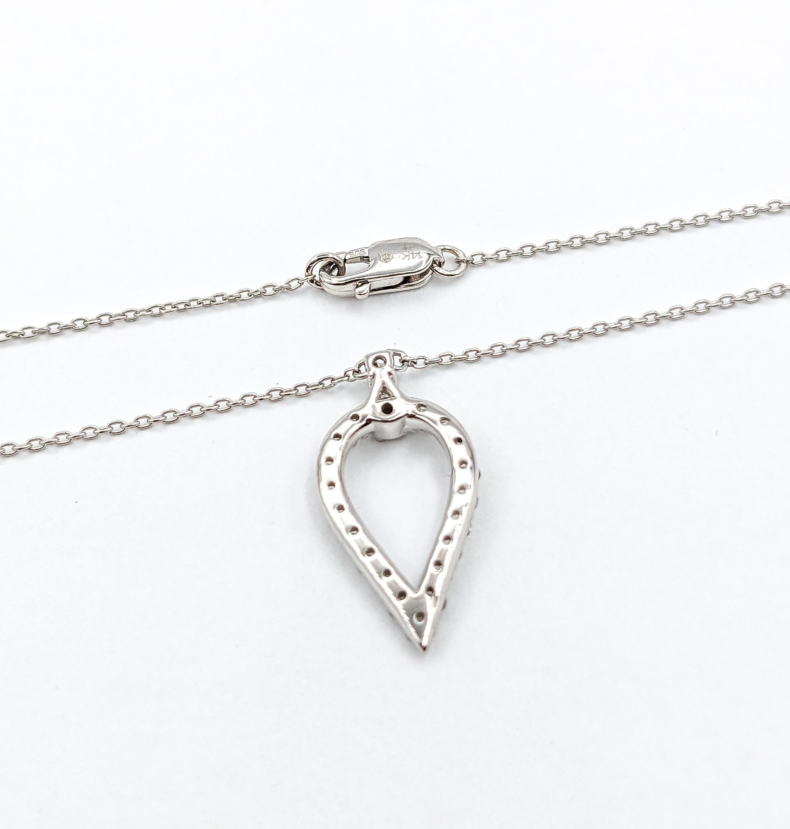 Modern Teardrop Diamond Pendant Necklace in White Gold In New Condition For Sale In Bloomington, MN