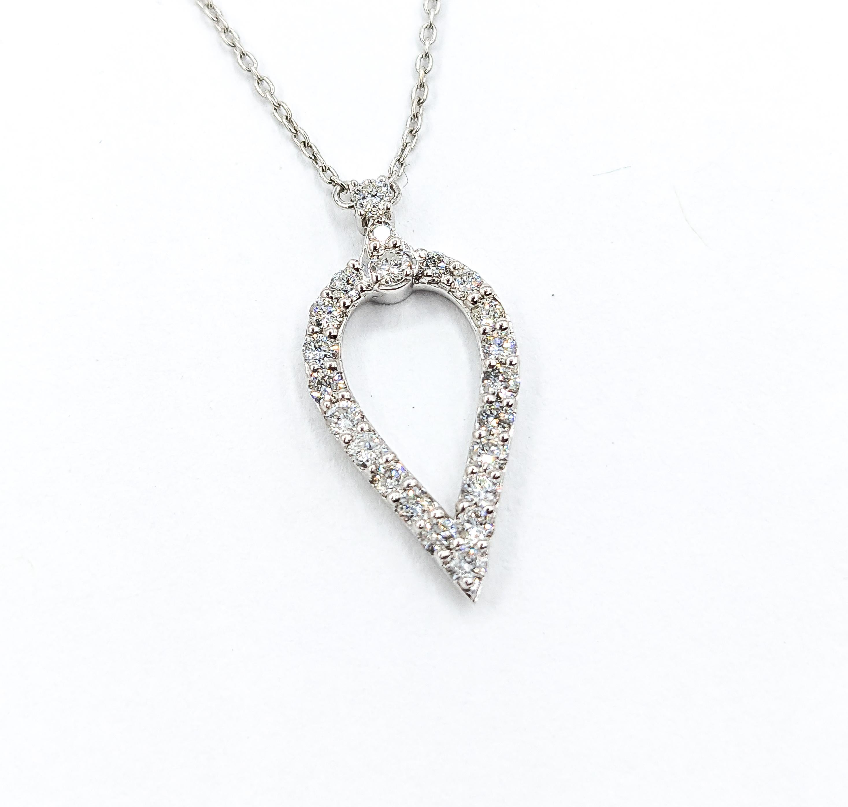 Women's Modern Teardrop Diamond Pendant Necklace in White Gold For Sale