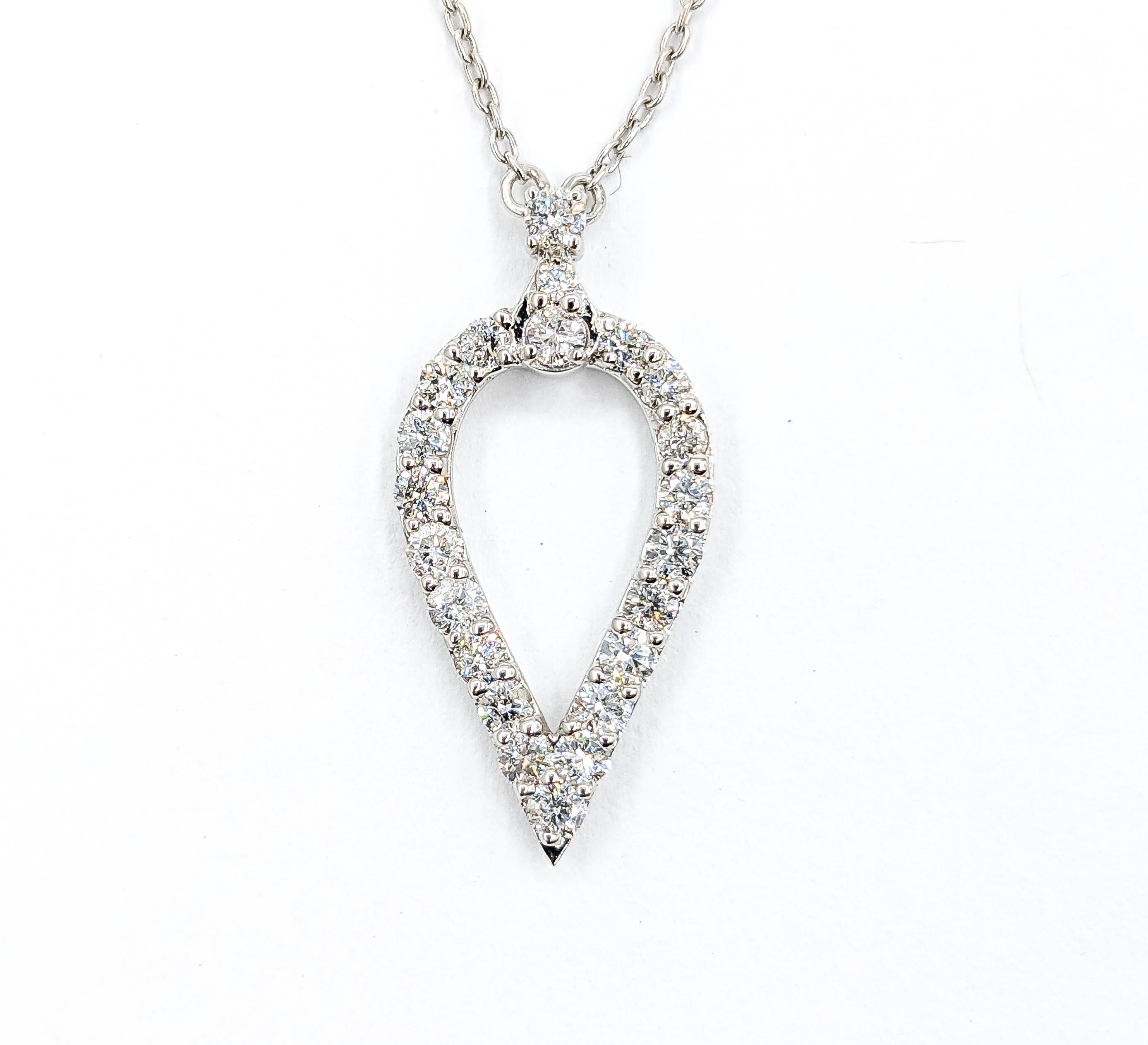 Modern Teardrop Diamond Pendant Necklace in White Gold For Sale 1