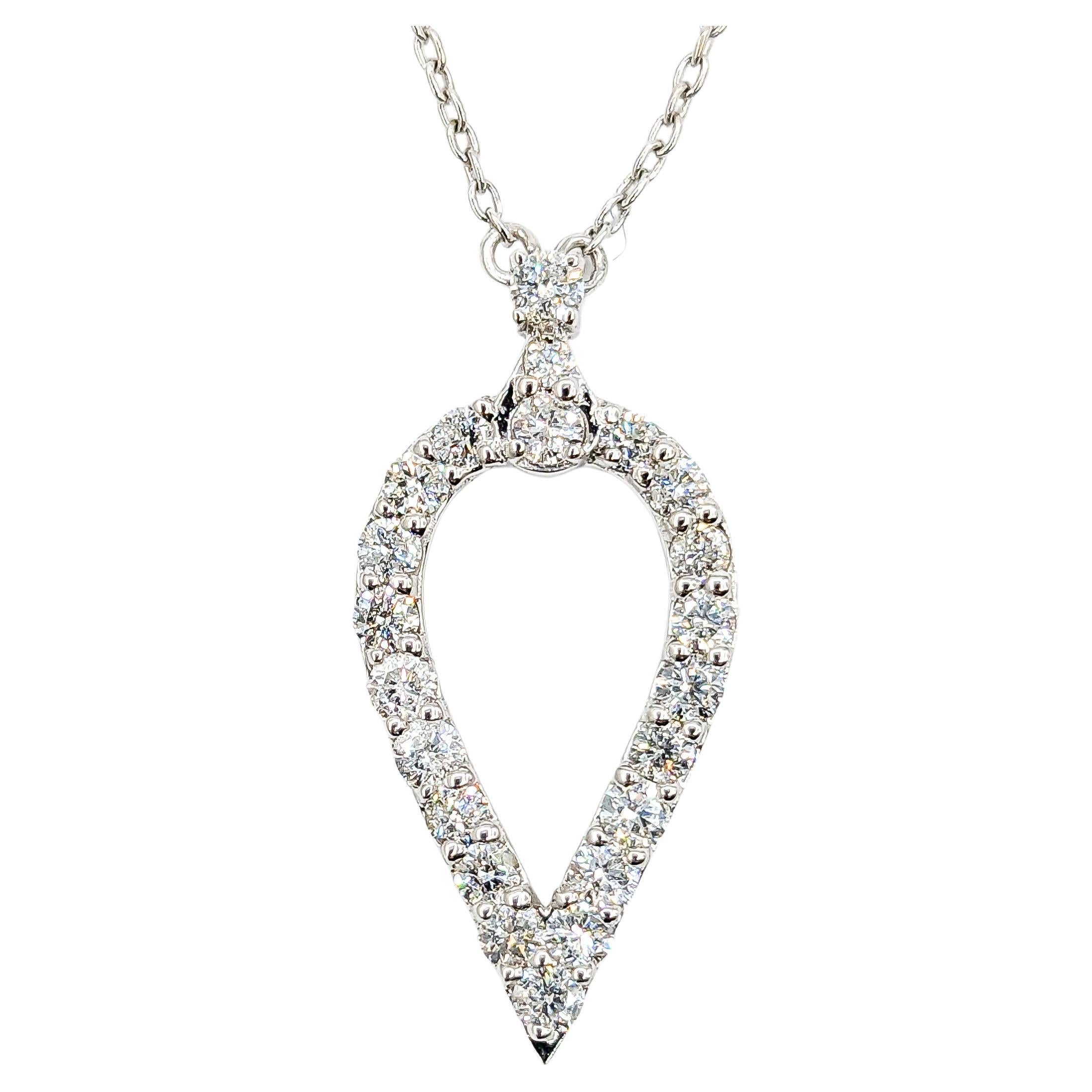 Modern Teardrop Diamond Pendant Necklace in White Gold For Sale