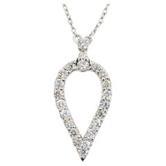 Modernes Teardrop-Diamant-Anhänger-Collier aus Weißgold