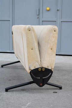 Modern Technical Sofà Mid-Century Italian Design Beige Velvet Tecno D70 Borsani