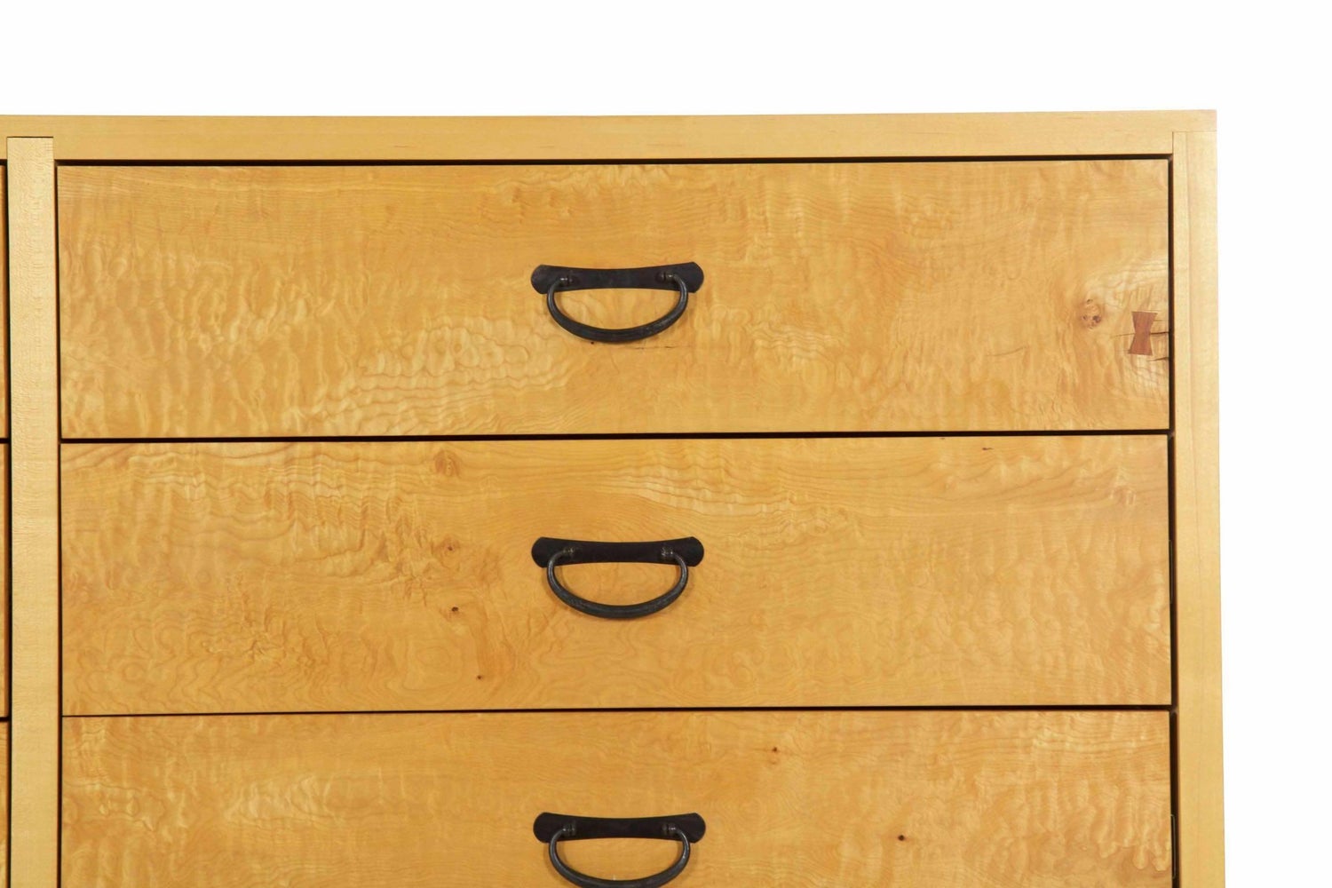 Modern Ten Drawer Cherrywood And Figured Maple Chest Dresser By
