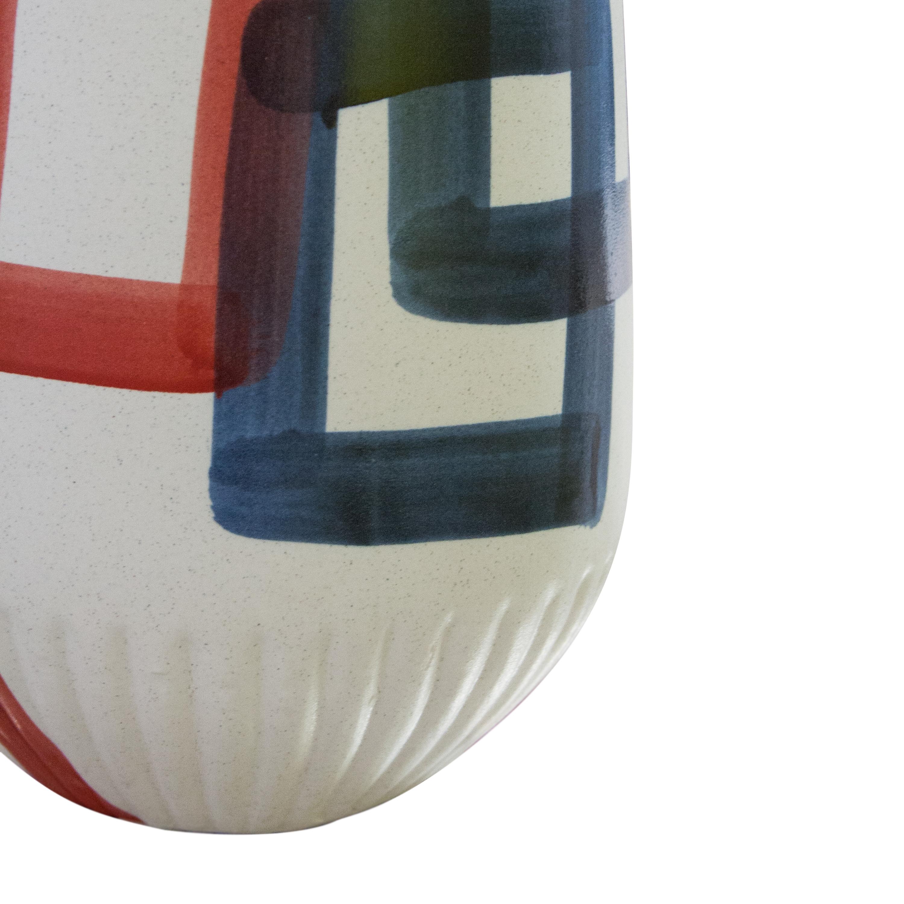 Italian Modern Terracotta Hand-Painted Vase, Italy, 2021 For Sale