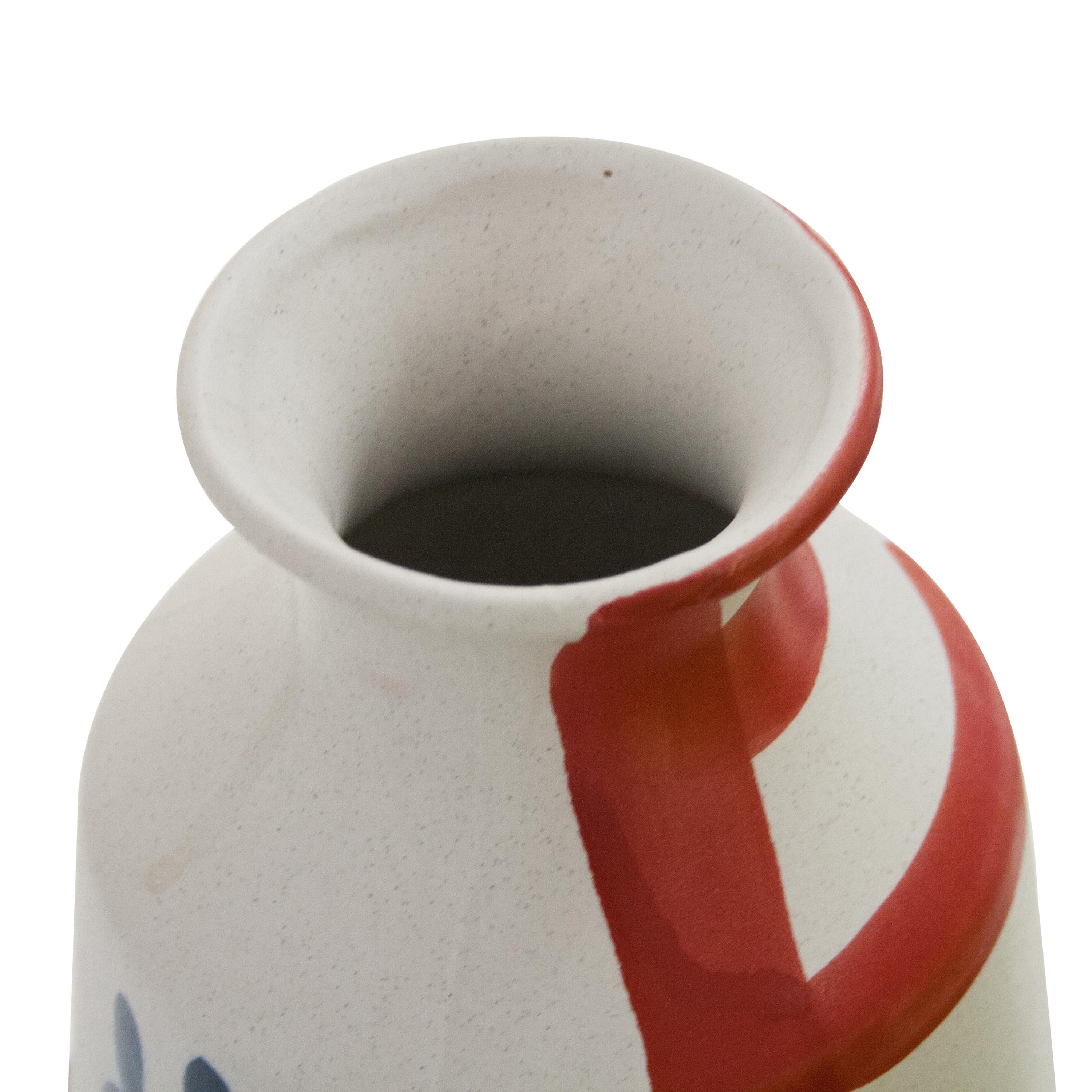 Contemporary Modern Terracotta Hand-Painted Vase, Italy, 2021 For Sale