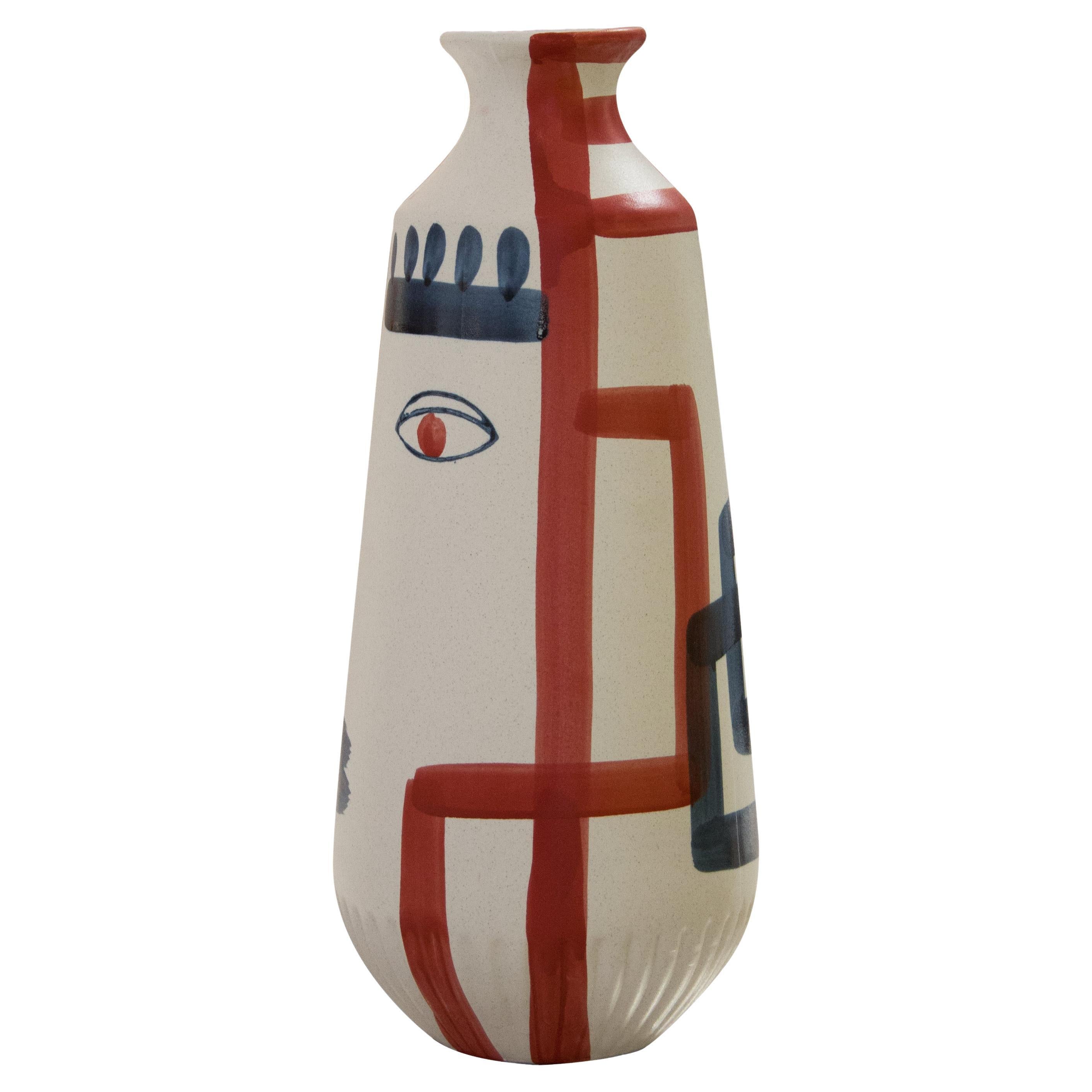 Modern Terracotta Hand-Painted Vase, Italy, 2021 For Sale