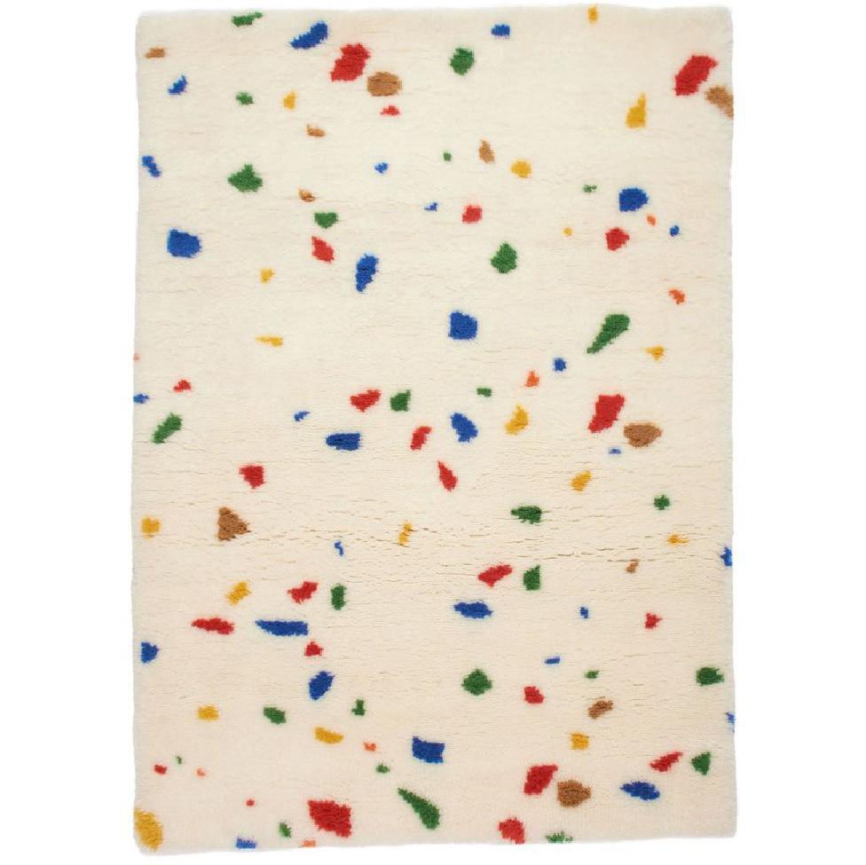 Modern Terrazzo Primary White Color Shag Rug 9' x 12 'Customizable' For Sale