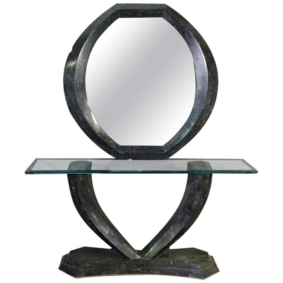 Modern Tessellated Console and Mirror For Sale