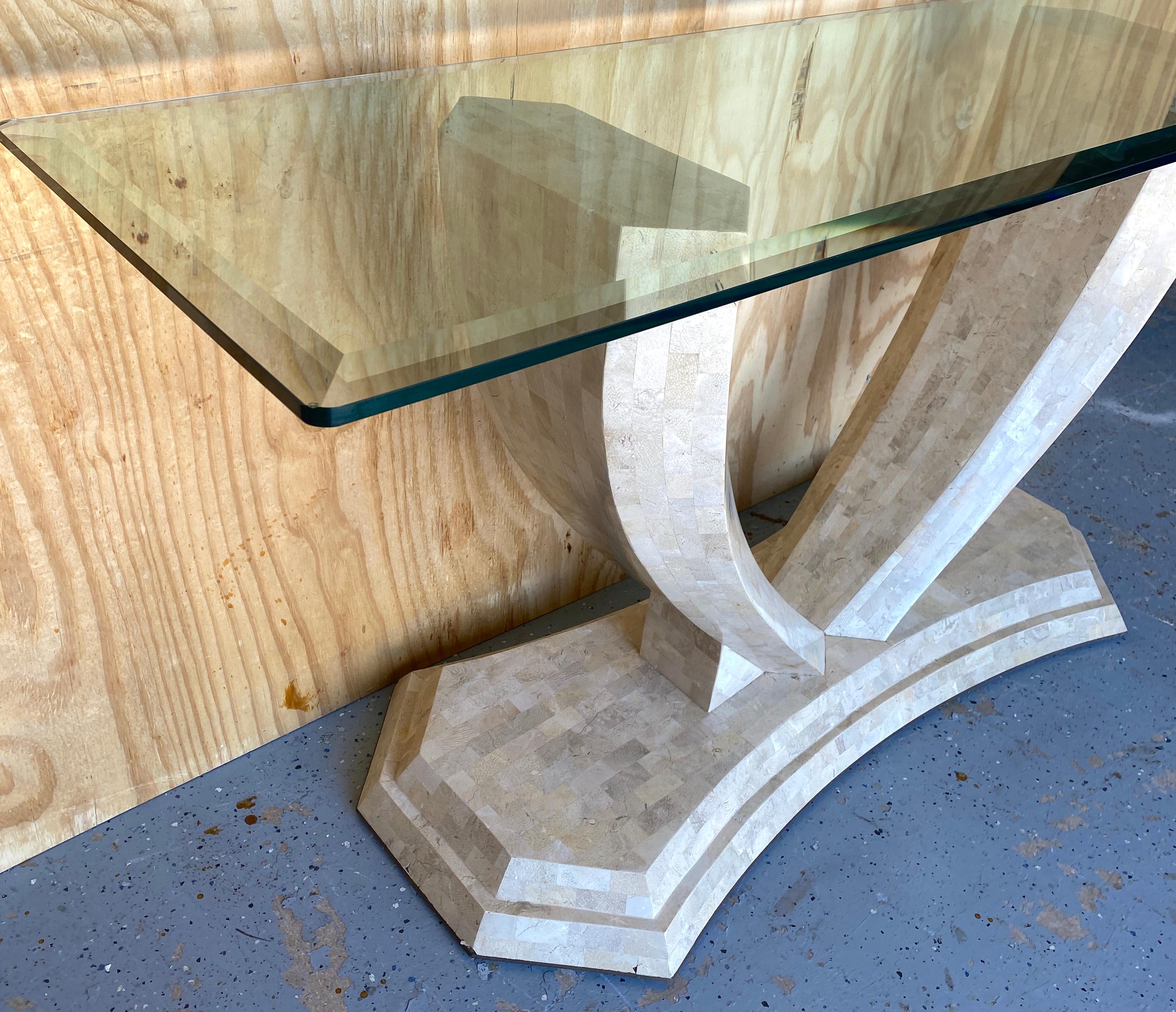 Modern Tessellated Stone Console Table & Mirror Robert Marcius /Maitland Smith For Sale 4