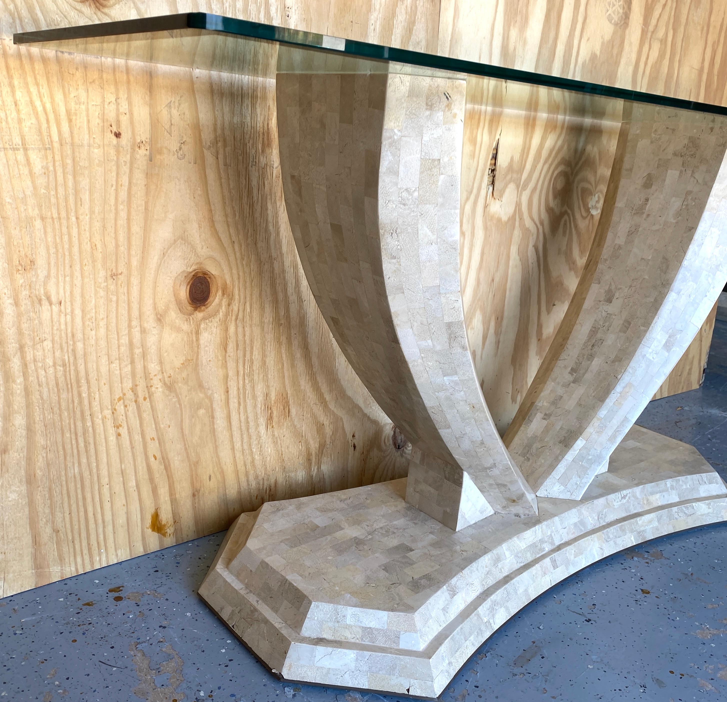 Modern Tessellated Stone Console Table & Mirror Robert Marcius /Maitland Smith For Sale 5