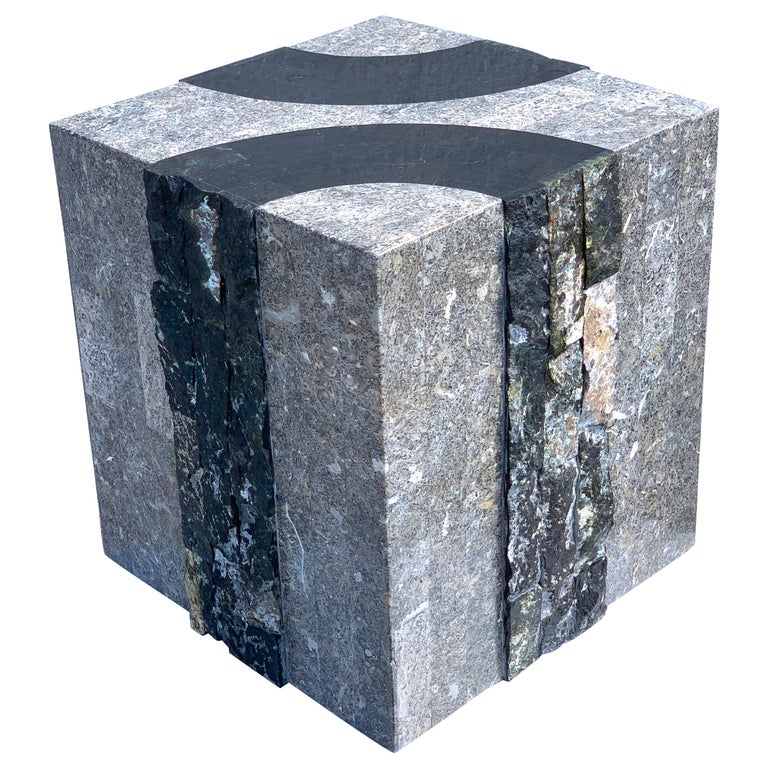 Modern Tessellated Stone Cube/ Side Table by Oggetti, Italy For Sale at ...