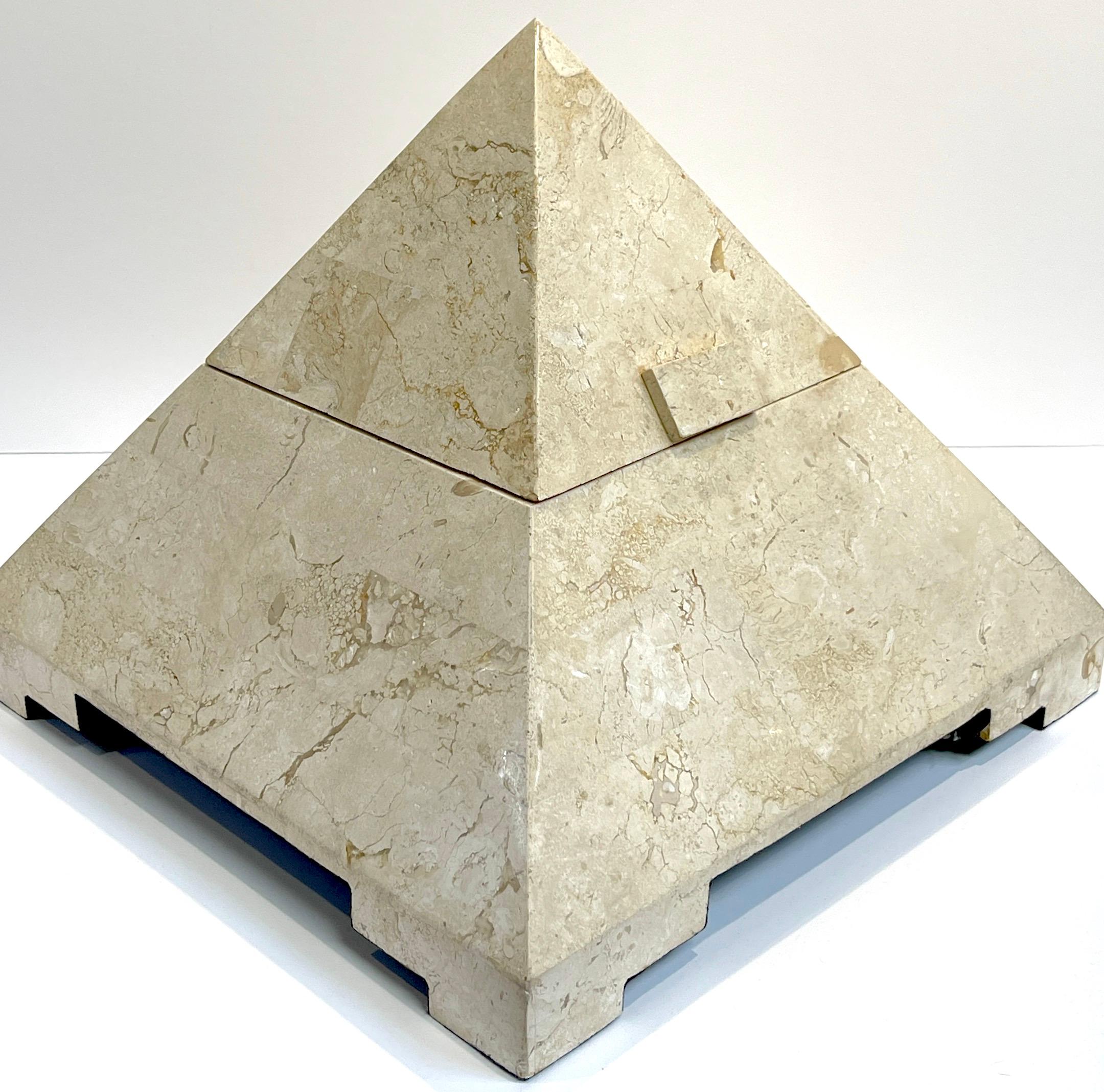 Modern Tessellated Stone Inlaid Pyramid Hinged Box   In Good Condition For Sale In West Palm Beach, FL