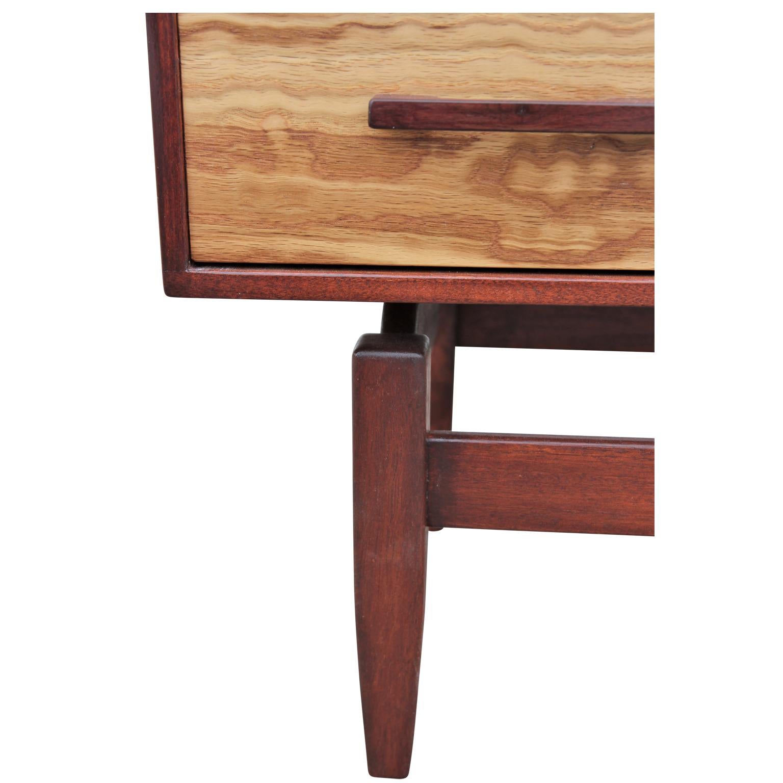 North American Modern Texas Natural Oak Floating Three Drawer Side Table Chest by Norm Stoeker