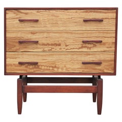 Modern Texas Natural Oak Floating Three Drawer Side Table Chest by Norm Stoeker